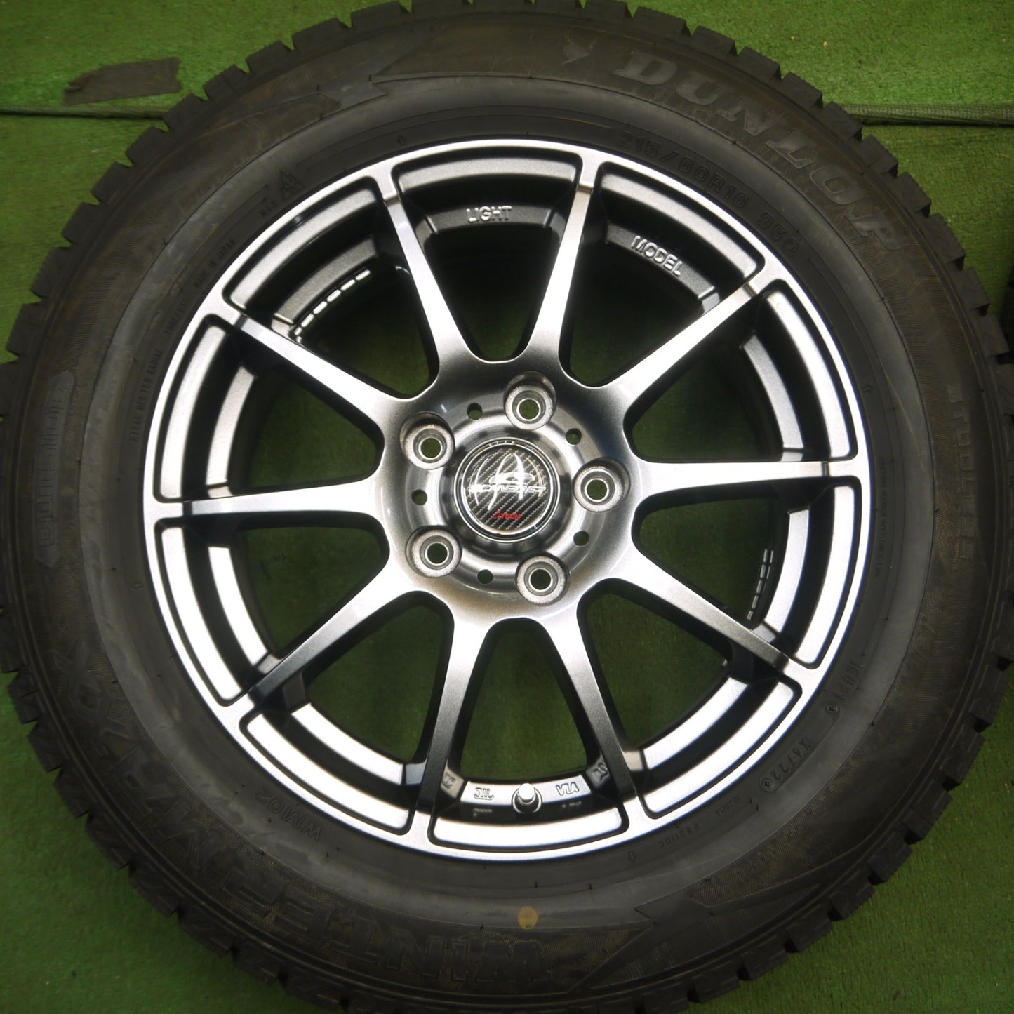 *送料無料* バリ溝！22年！キレイ！ほぼ10分★スタッドレス 215/60R16 ダンロップ ウインターマックス WM02 SCHNEIDER シュナイダー PCD114.3/5H★4031313Hス