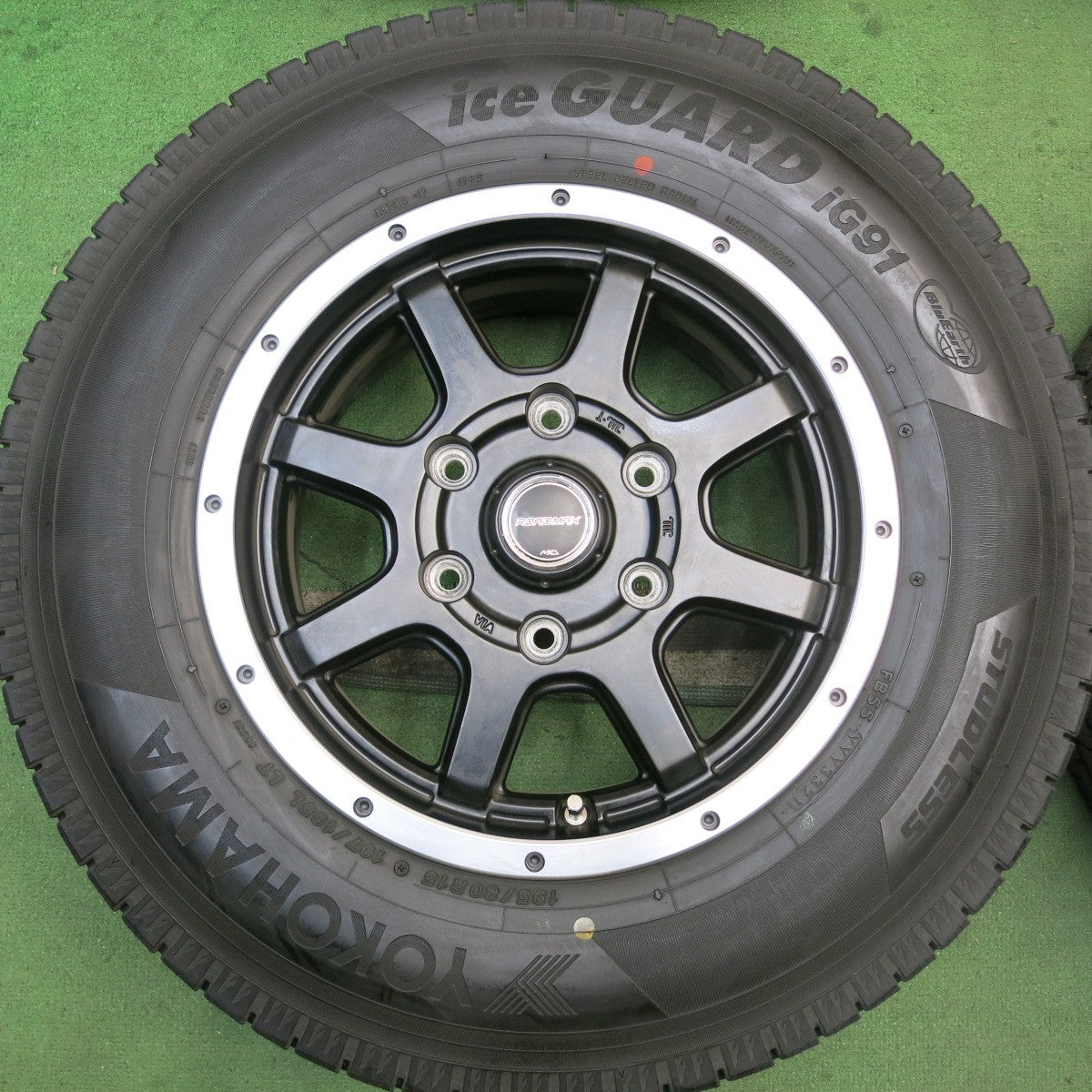 バリ溝！21年！9.5分★ハイエース 等 スタッドレス 195/80R15 107/105L ヨコハマ アイスガード iG91 ROADMAX MiD 15インチ PCD139.7/6H★5092510HAス