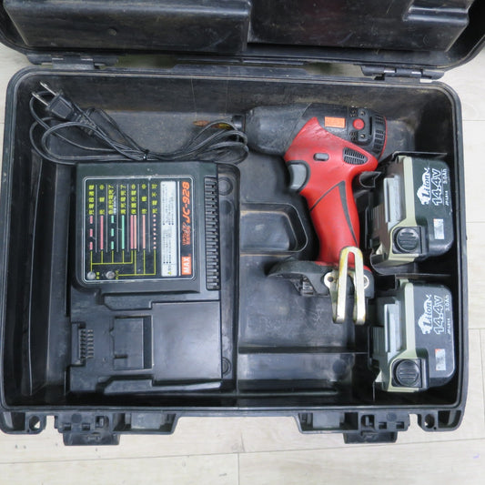 [送料無料] バッテリー2個☆マックス 充電式 静音 インパクト ドライバ 14.4V PJ-SD101-B2C 充電器 ケース付き 電動 工具☆