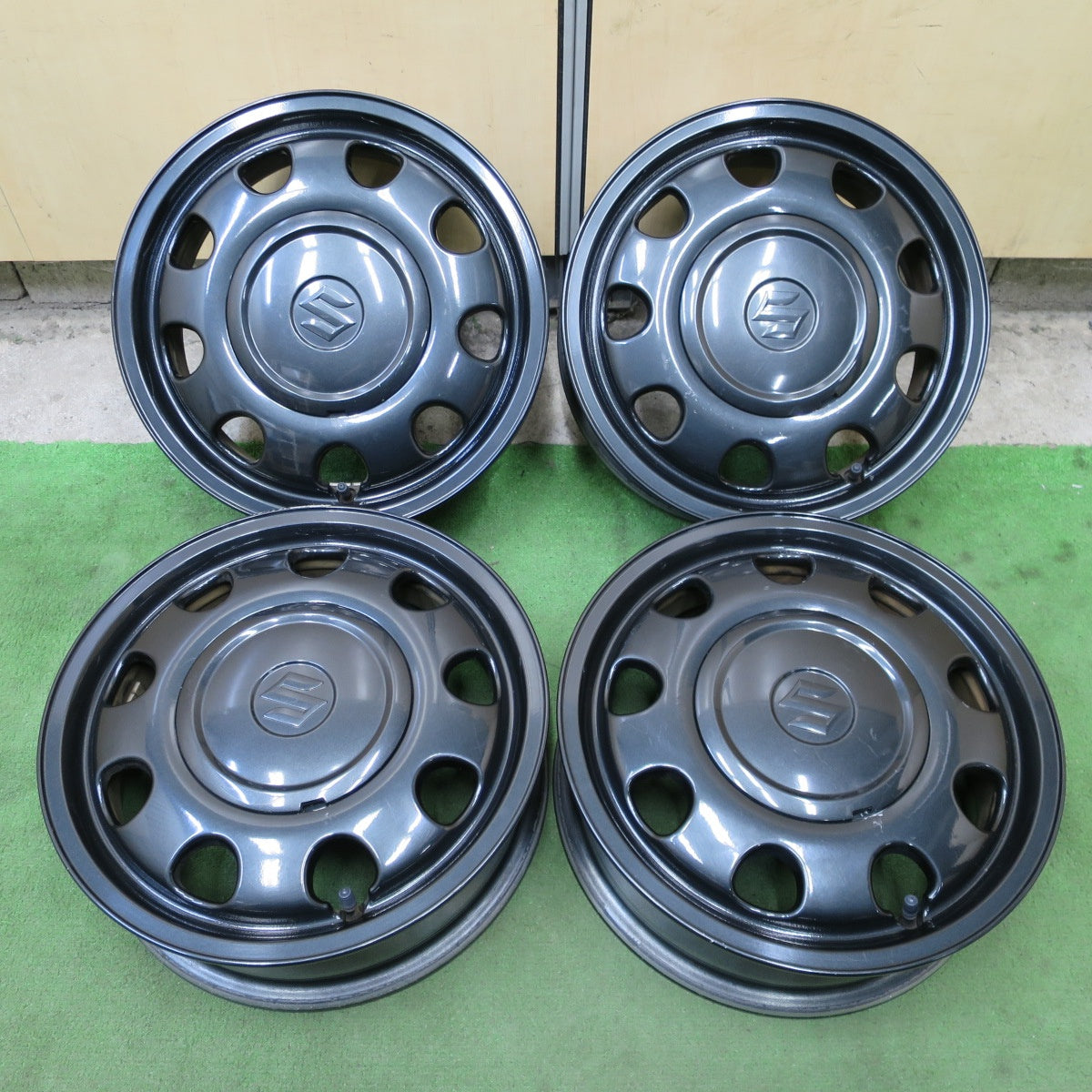 4本価格◎スズキ MK53S スペーシア ギア 純正 ホイール 14インチ 14×4.5J PCD100/4H◎6082802NGホ