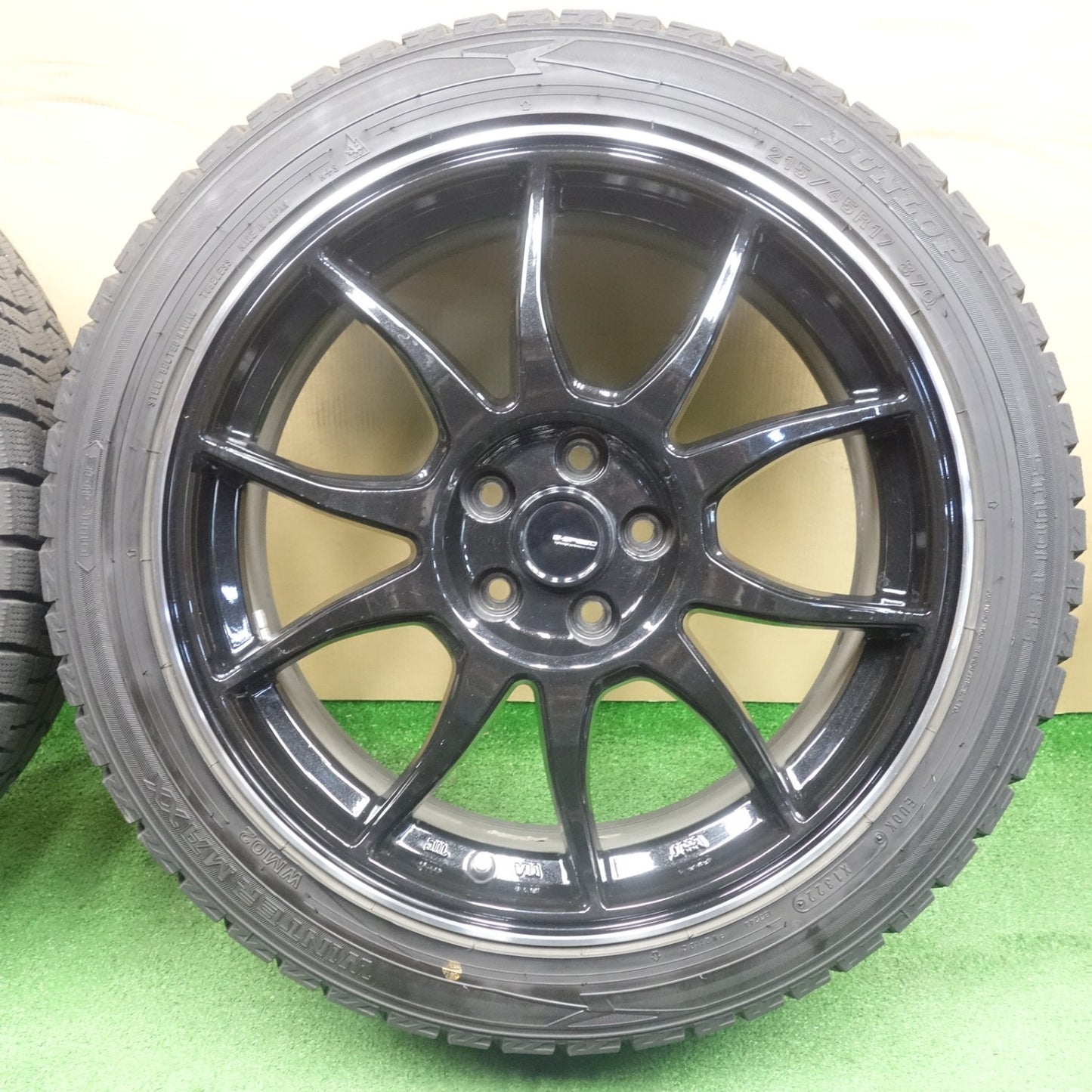 バリ溝！22年！9.5分★プリウス 等 215/45R17 スタッドレス ダンロップ ウインターマックス WM02 G-SPEED Gスピード 17インチ PCD100/5H★6040301KTス