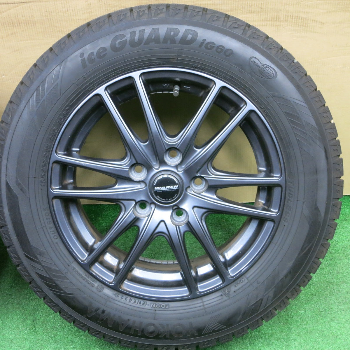 バリ溝！22年！9分★スタッドレス 195/65R15 ヨコハマ アイスガード iG60 WAREN ヴァーレン 15インチ PCD114.3/5H★6020806NKス