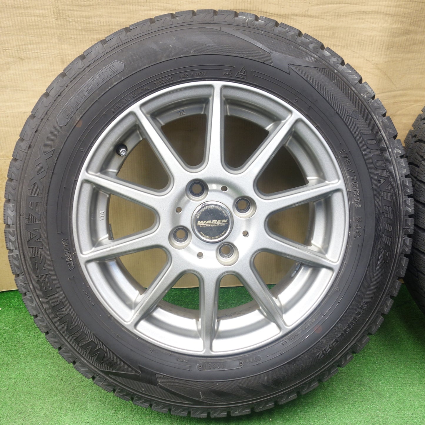 バリ溝！9.5分★スタッドレス 175/70R14 ダンロップ ウインターマックス WM02 WAREN ヴァーレン 14インチ PCD100/4H★6020201KTス