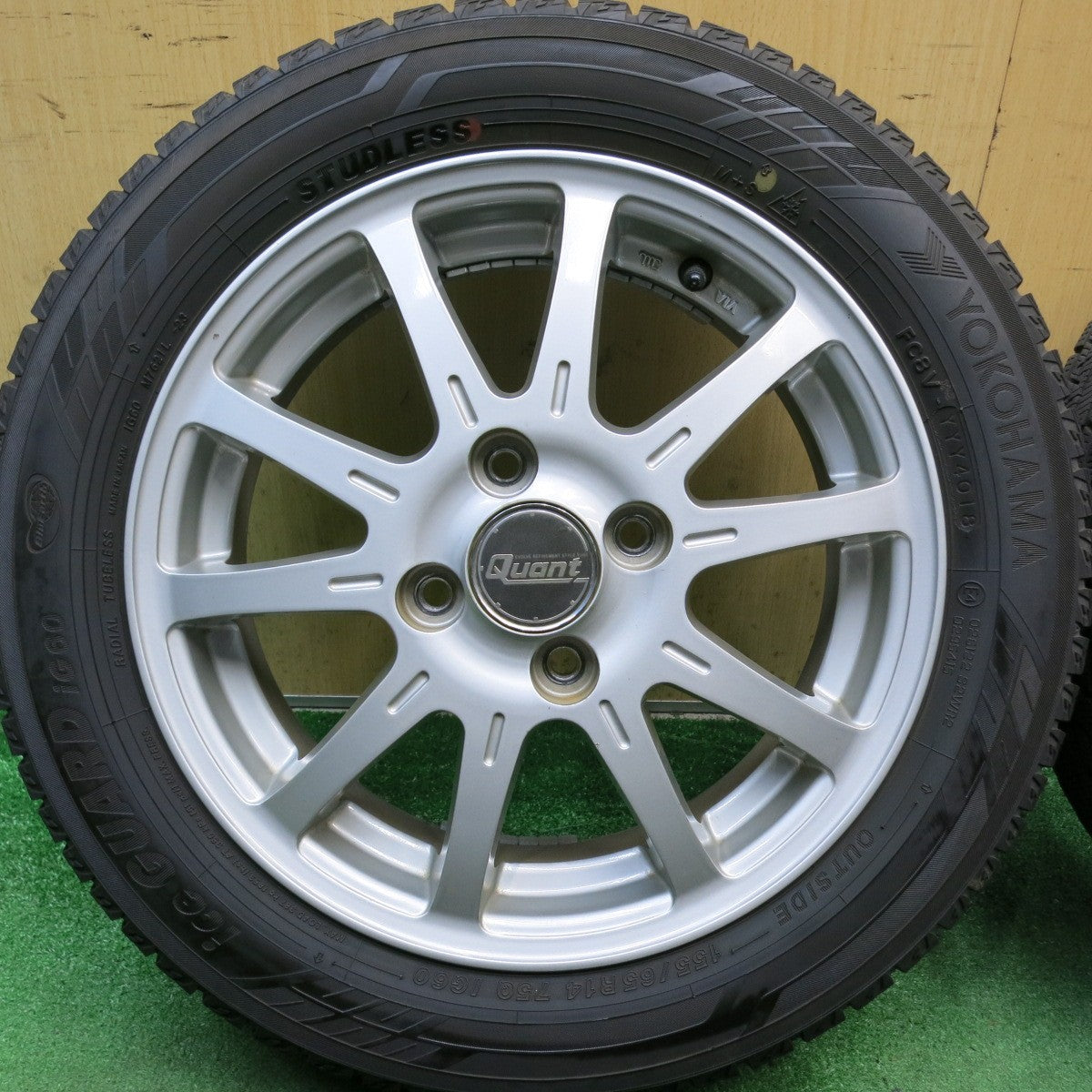 バリ溝！9分◎スタッドレス 155/65R14 ヨコハマ アイスガード iG60 Quant クアント 14インチ PCD100/4H◎6080607HAス