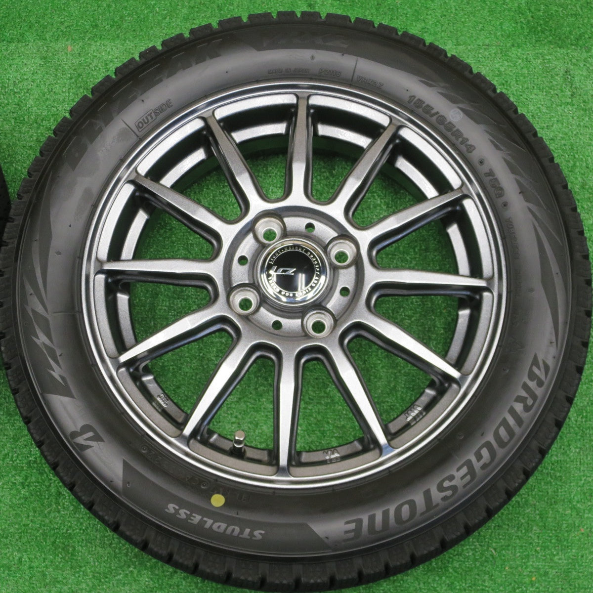 バリ溝！22年！キレイ！ほぼ10分★スタッドレス 155/65R14 ブリヂストン ブリザック VRX2 LCZ 012 社外 アルミ 14インチ PCD100/4H★5112805NKス