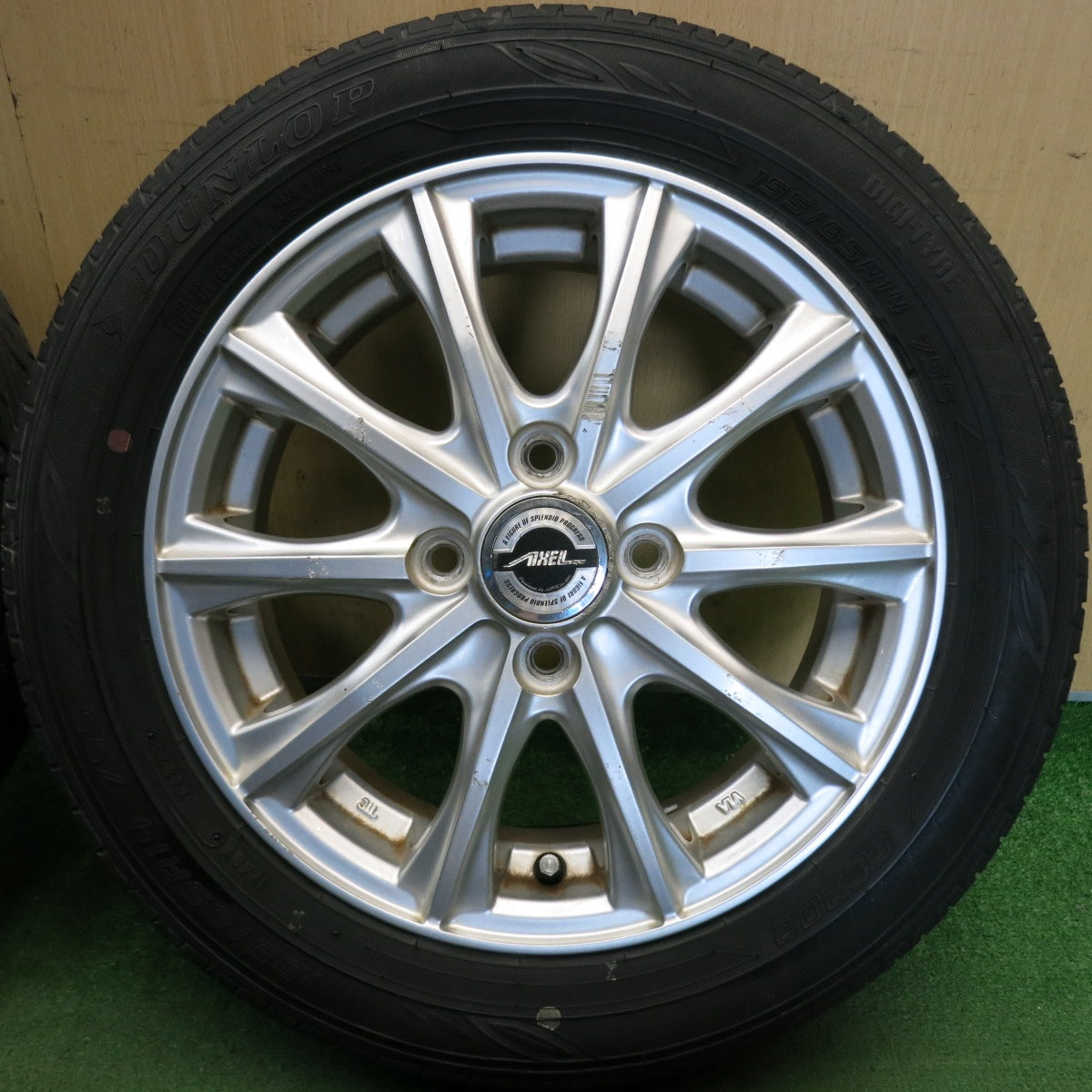 バリ溝！23年！8.5分◎155/65R14 ダンロップ EC202 AXEL アクセル 14インチ PCD100/4H◎6081306HAノ