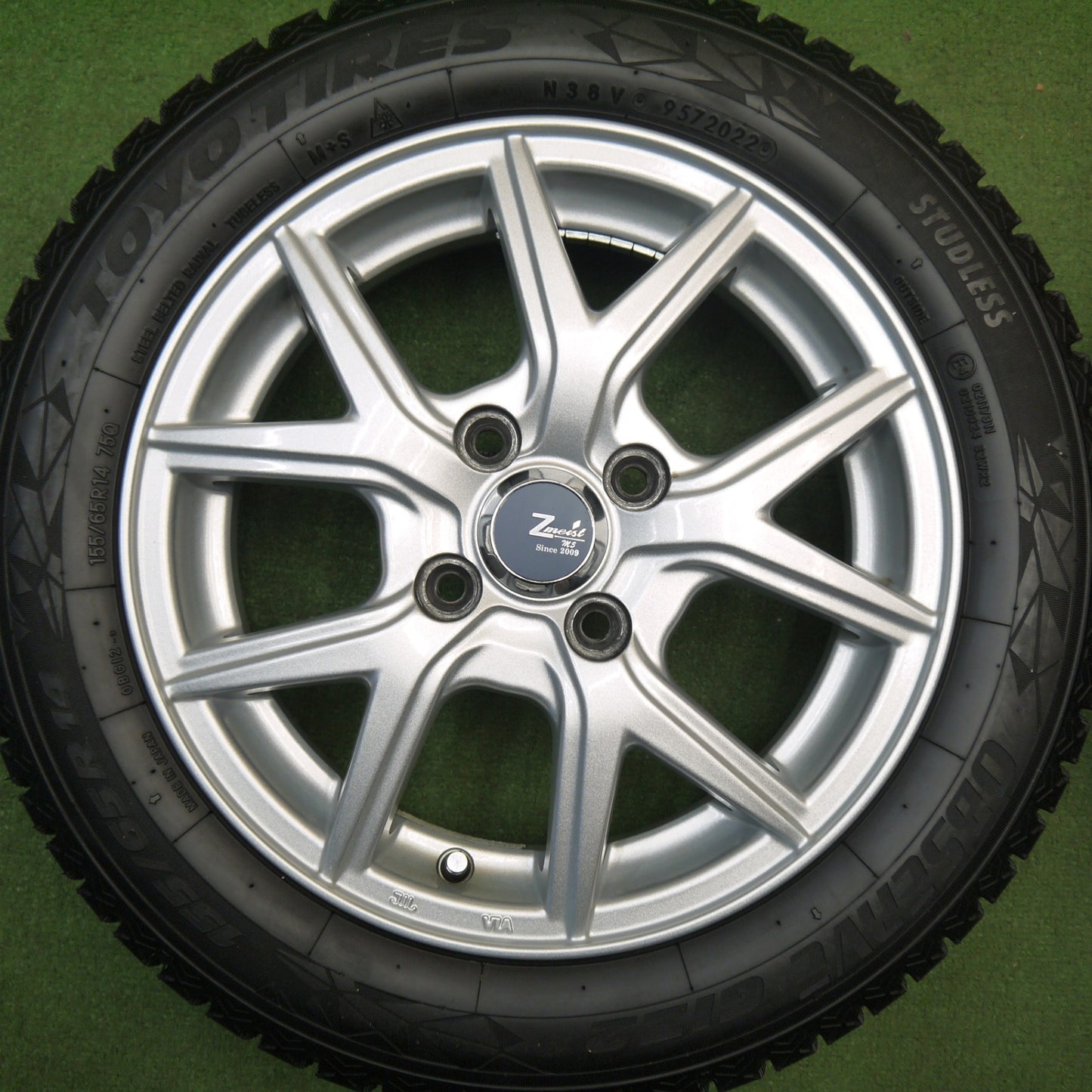 バリ溝！22年！キレイ！9分★スタッドレス 155/65R14 トーヨー オブザーブ GIZ Zmeist M5 14インチ PCD100/4H★6013001Hス