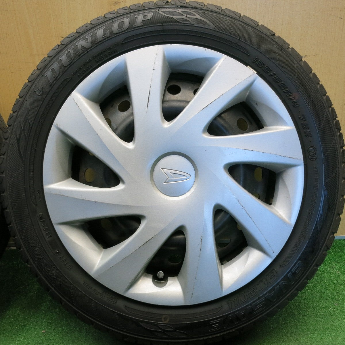バリ溝！24年！8.5分◎ダイハツ タント ムーヴ 純正 スチール 155/65R14 ダンロップ エナセーブ EC204 14インチ PCD100/4H◎6081410HAノ