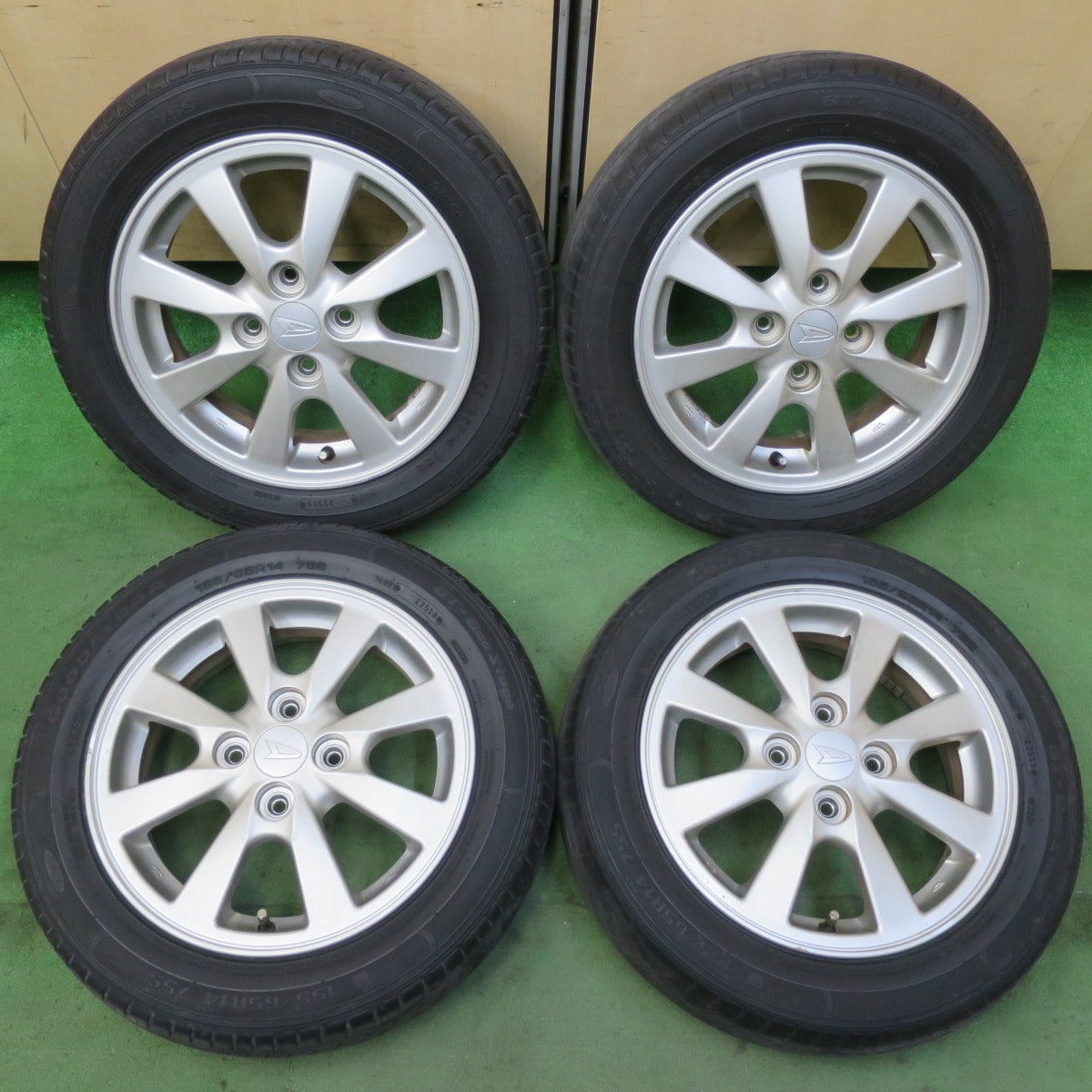 4本価格★ダイハツ ムーヴ タント 等 純正 155/65R14 グッドイヤー GT-Eco Stage 14インチ PCD100/4H★5091103イノ