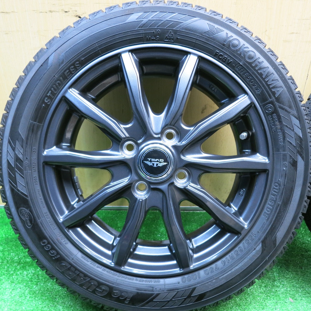 バリ溝！22年！キレイ！9.5分★スタッドレス 155/65R14 ヨコハマ アイスガード iG60 TEAD テッド 14インチ PCD100/4H★5121413HAス