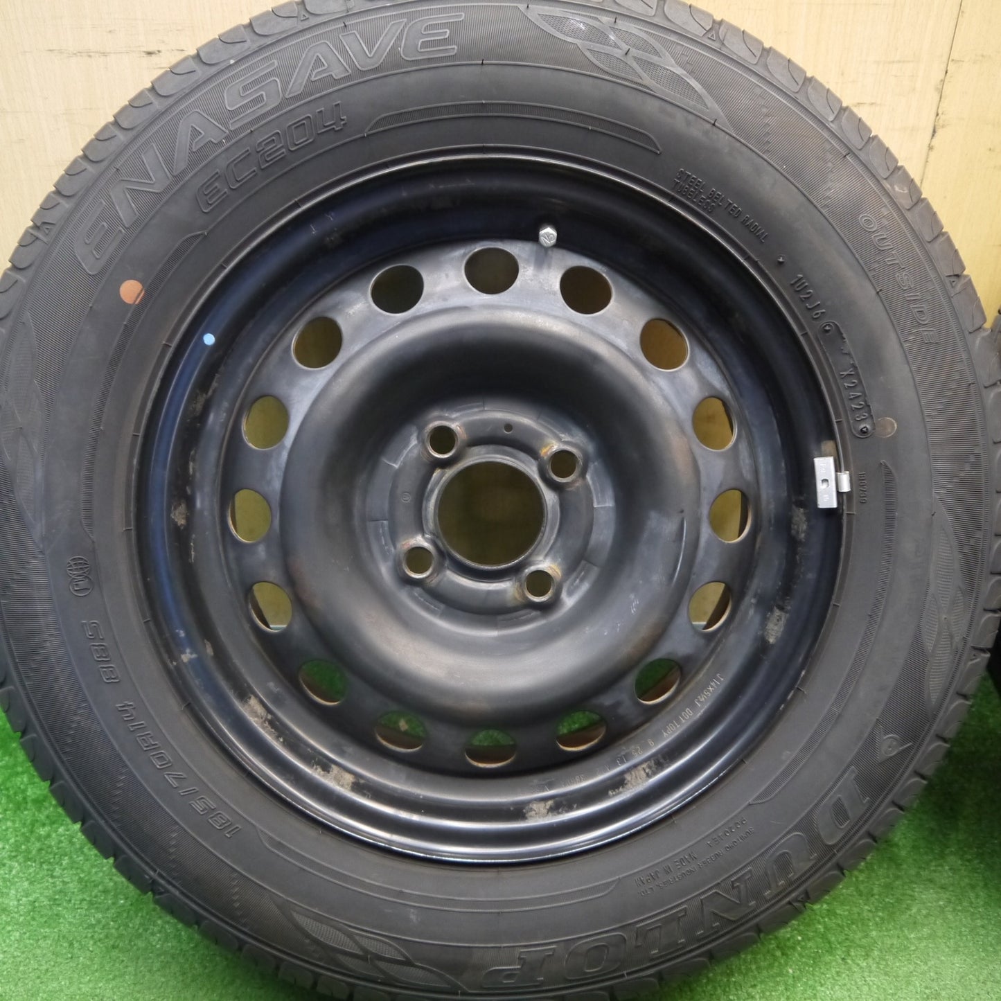 バリ溝！23年！9.5分★185/70R14 ダンロップ エナセーブ EC204 スチール ホイール 14インチ PCD100/4H★6040603Hノ