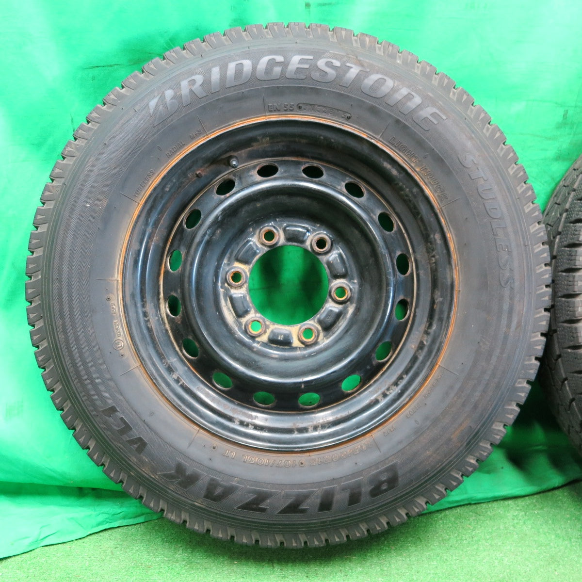*送料無料* バリ溝！9分★トヨタ ハイエース 純正 スチール 195/80R15 107/105L スタッドレス ブリヂストン ブリザック VL1 PCD139.7/6H★4052903ナス