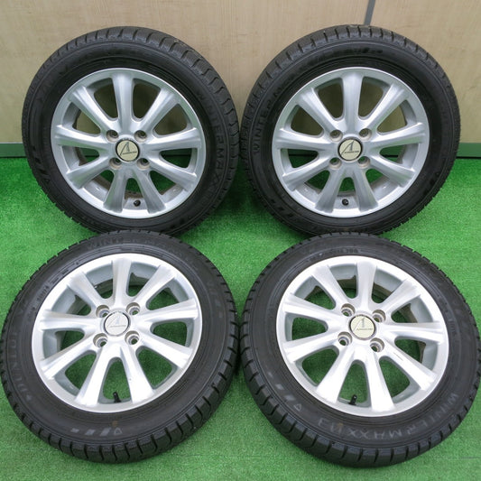 [送料無料] バリ溝！23年！ほぼ10分★スタッドレス 155/65R14 ダンロップ ウインターマックス03 AIRBERG エアベルグ 14インチ PCD100/4H★4092303HAス