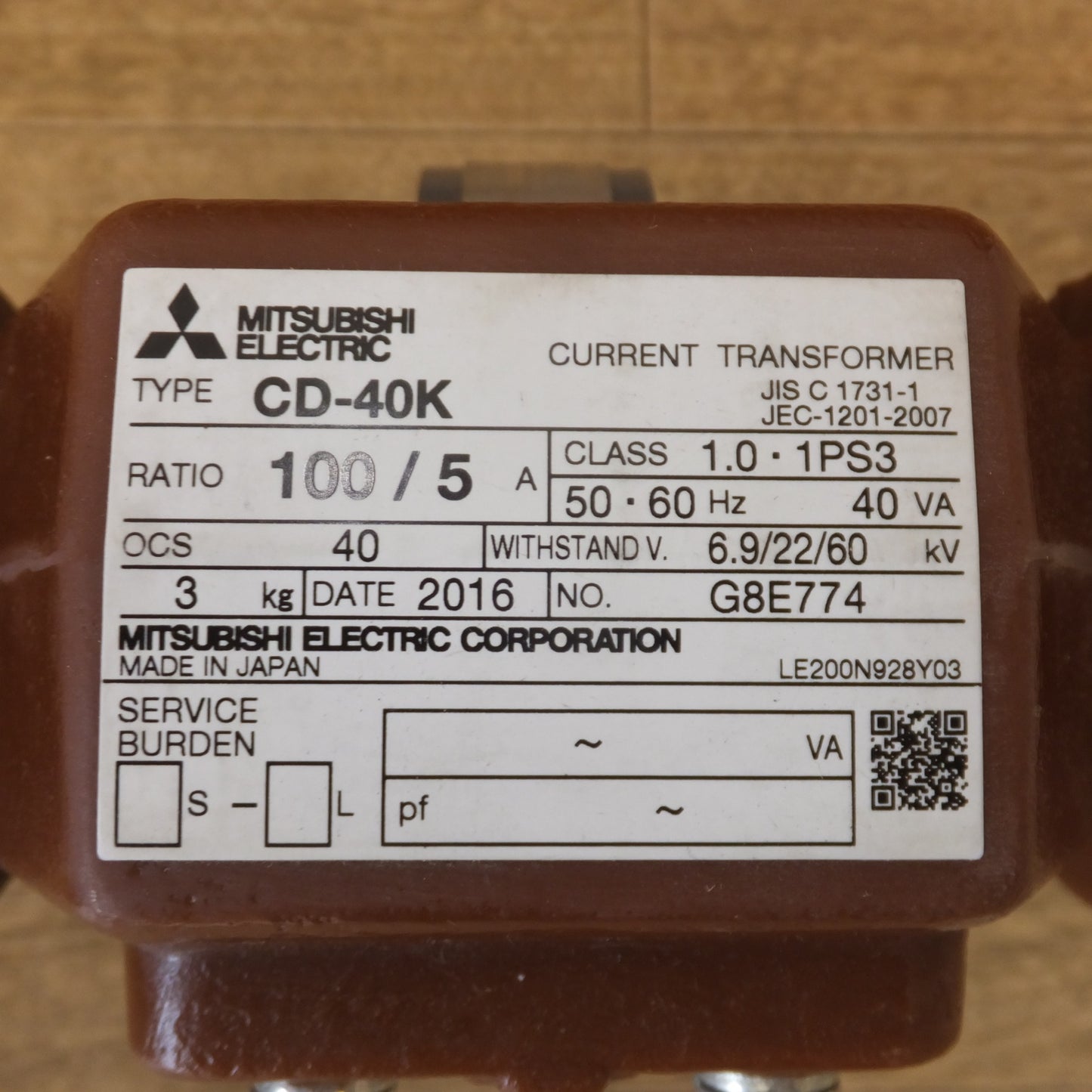 [送料無料] 未使用★三菱電機 MITSUBISHI 計器用変成器 変流器 電力管理用計器 CD-40K　RATIO 100/5A　2個入★