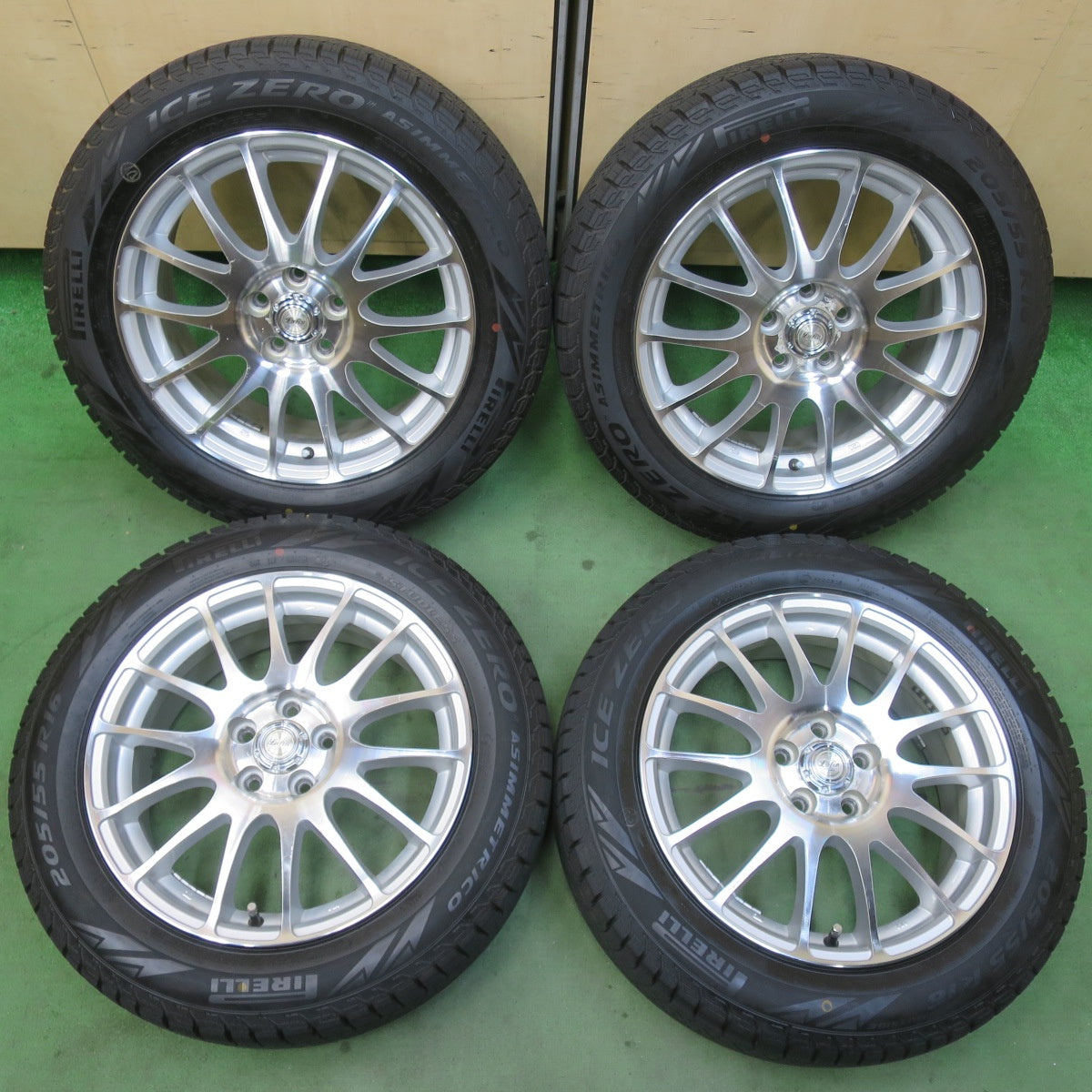 バリ溝！22年！9分★インプレッサ 等 205/55R16 スタッドレス ピレリ アイスゼロ アシンメトリコ Lufin 14SPOKE ラフィン 14スポーク 16インチ PCD100/5H★6010605イス