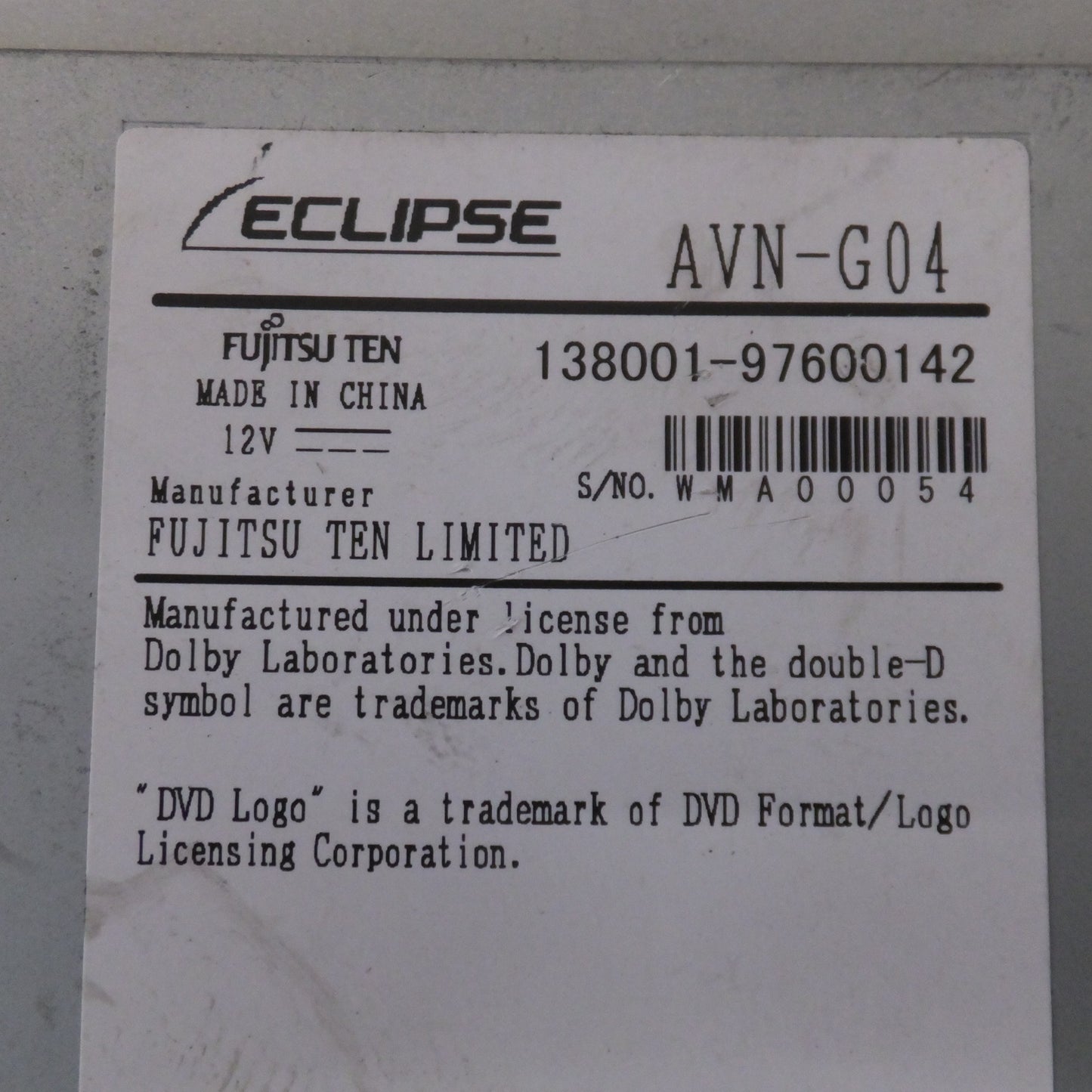 [送料無料] ★富士通テン イクリプス ECLIPSE メモリーナビゲーション AVN-G04[51]★