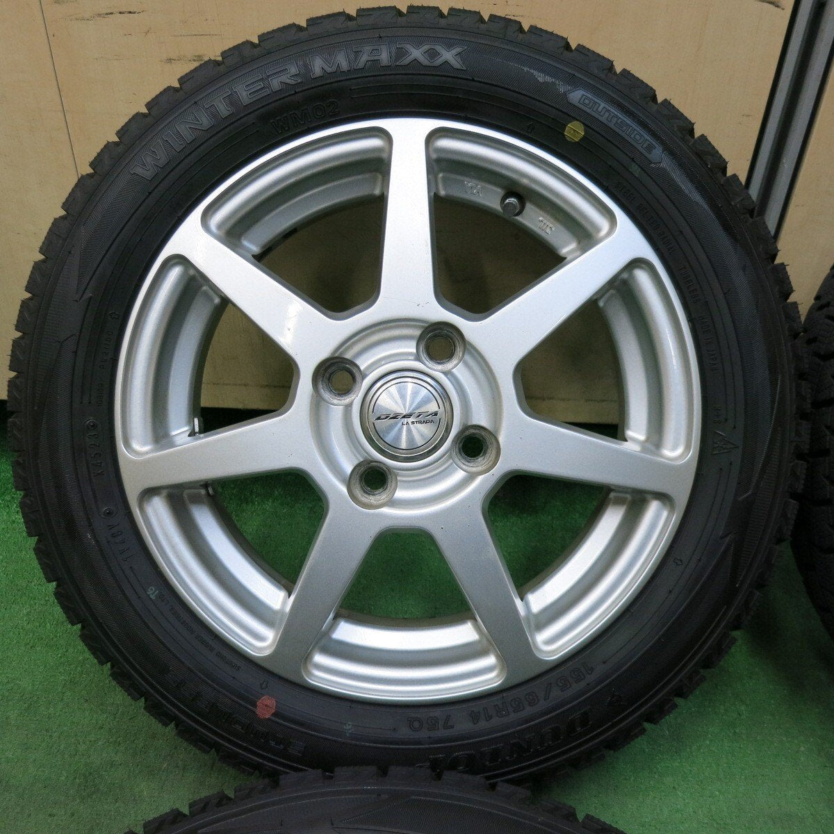 バリ溝！23年！ほぼ10分★スタッドレス 155/65R14 ダンロップ ウインターマックス WM02 WM01 DZETA LA STRADA 阿部商会 14インチ PCD100/4H★4120603SYス