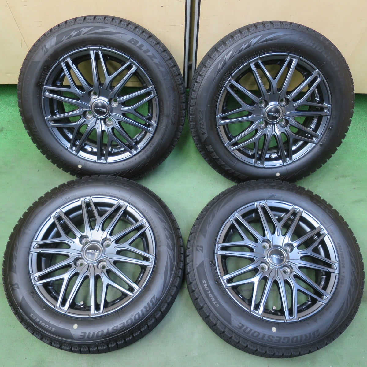 バリ溝！24年！キレイ！9分◎スタッドレス 165/65R14 ブリヂストン ブリザック VRX2 SIBILLA NEXT W45 シビラ 14インチ PCD100/4H◎6070105イス