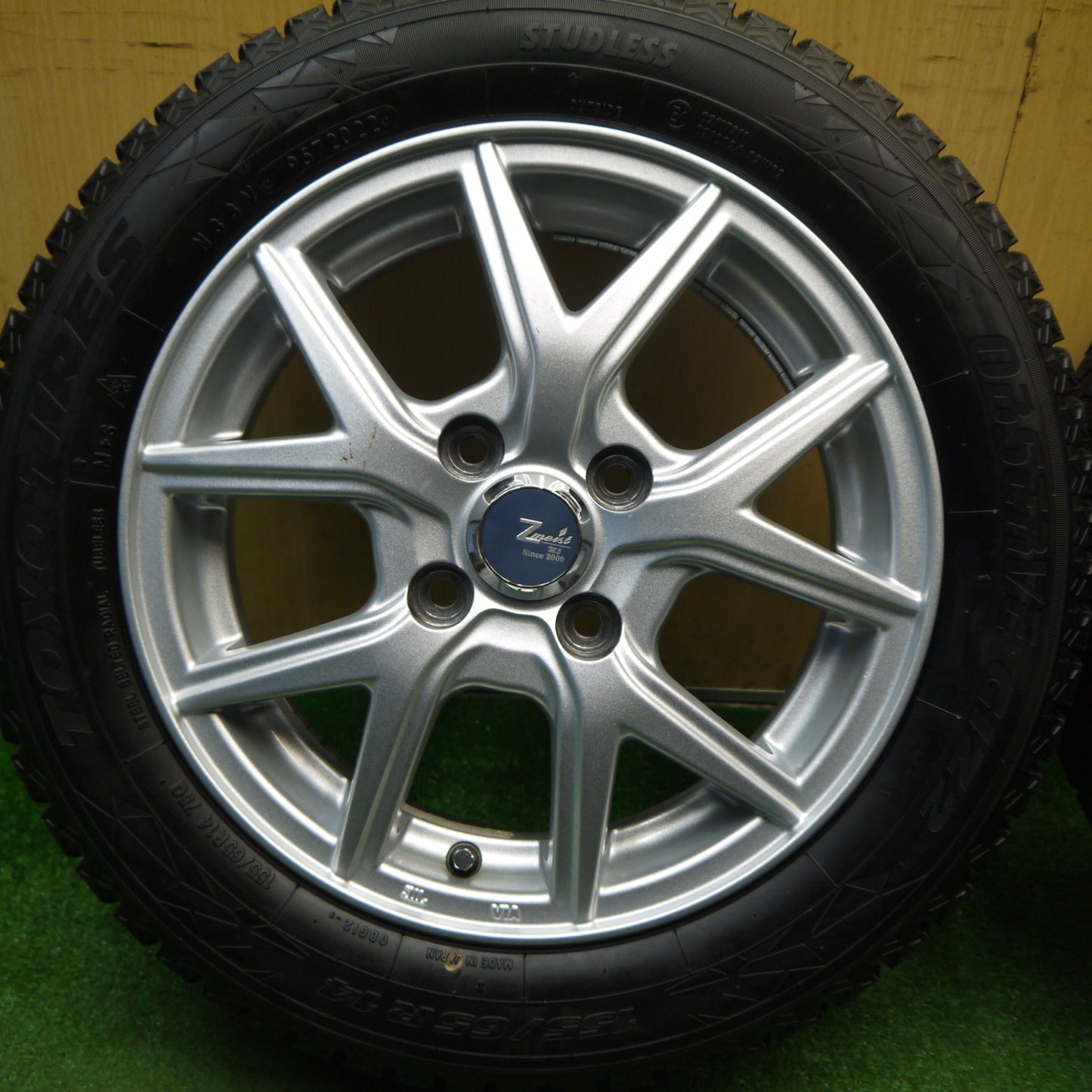 バリ溝！22年！キレイ！9分★スタッドレス 155/65R14 トーヨー オブザーブ GIZ Zmeist M5 14インチ PCD100/4H★6013001Hス