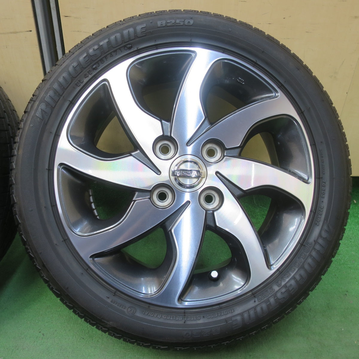 バリ溝！キレイ！9.5分以上★日産 ルークス スズキ パレット 純正 165/55R14 ブリヂストン B250 14インチ PCD100/4H★6042712イノ
