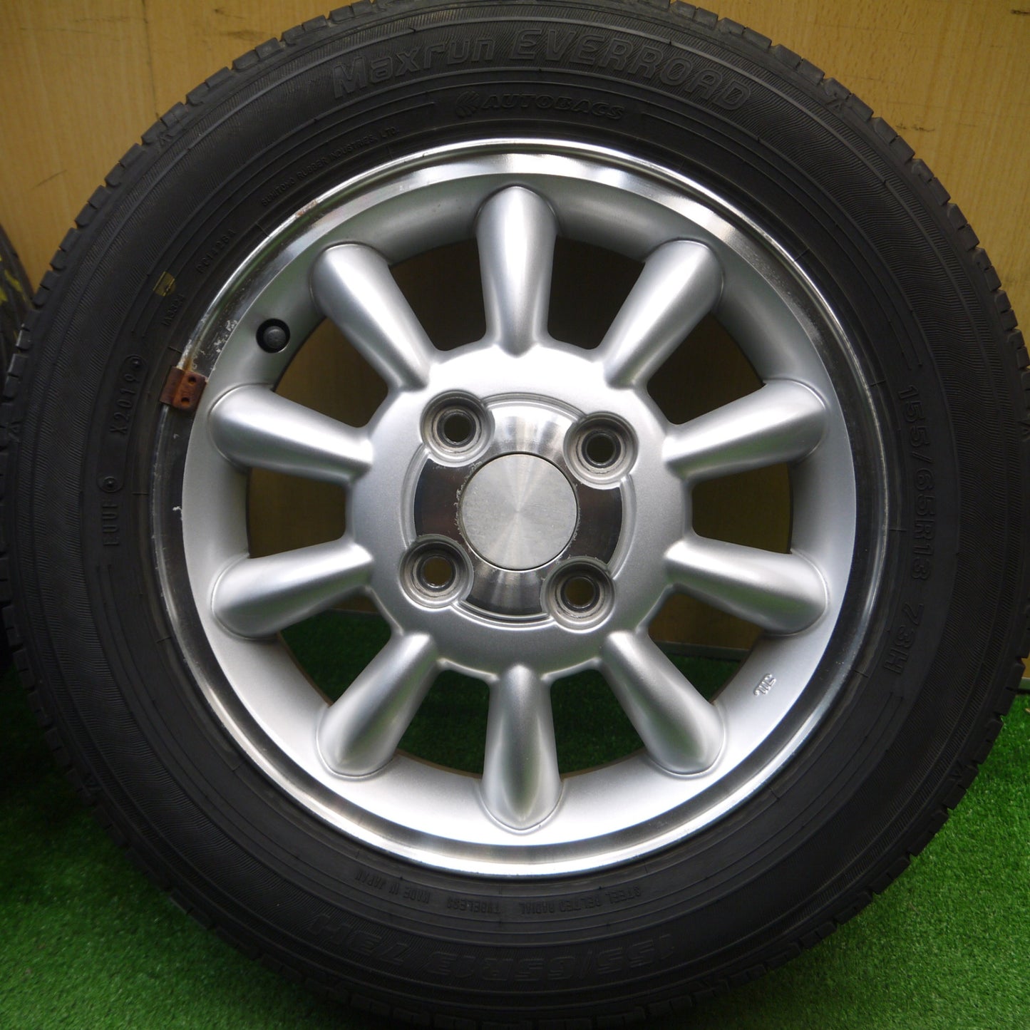 [送料無料] 4本価格★スズキ ラパン 純正 155/65R13 オートバックス Maxrun EVERROAD 13インチ PCD100/4H★5011402Hノ