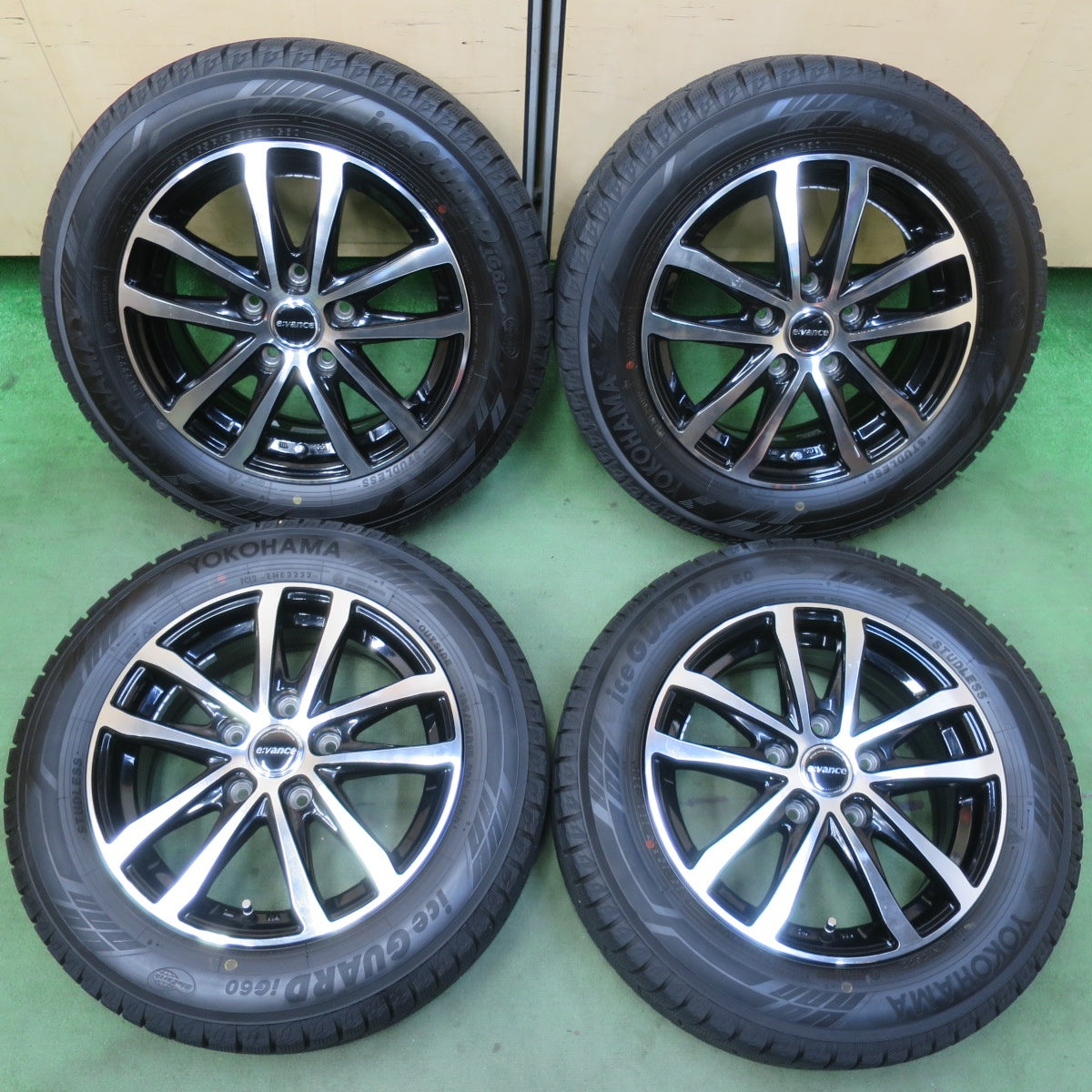 バリ溝！22年！9.5分★スタッドレス 185/65R15 ヨコハマ アイスガード iG60 evance HA1 エヴァンス 15インチ PCD114.3/5H★5112810イス