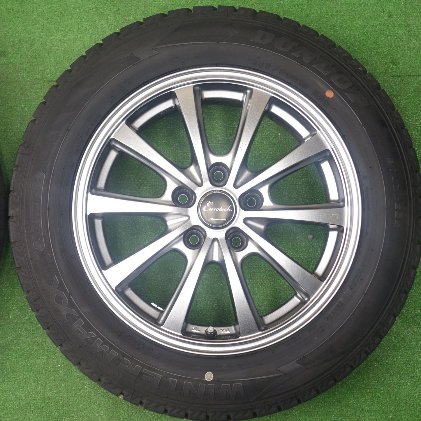 バリ溝！23年！9.5分★スタッドレス 205/60R16 ダンロップ ウインターマックス WM02 Eurotech MANARAY SPORT ユーロテック 16インチ PCD114.3/5H★6030201KTス
