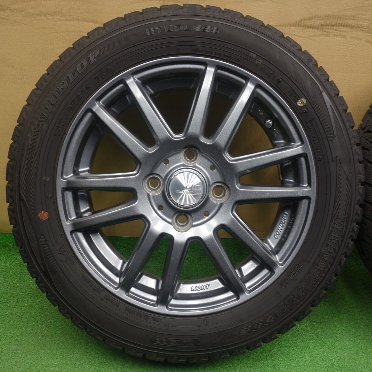 バリ溝！23年！9.5分★スタッドレス 155/65R14 ダンロップ ウインターマックス WM02 dP devotion デボーション 14インチ PCD100/4H★6051601KTス