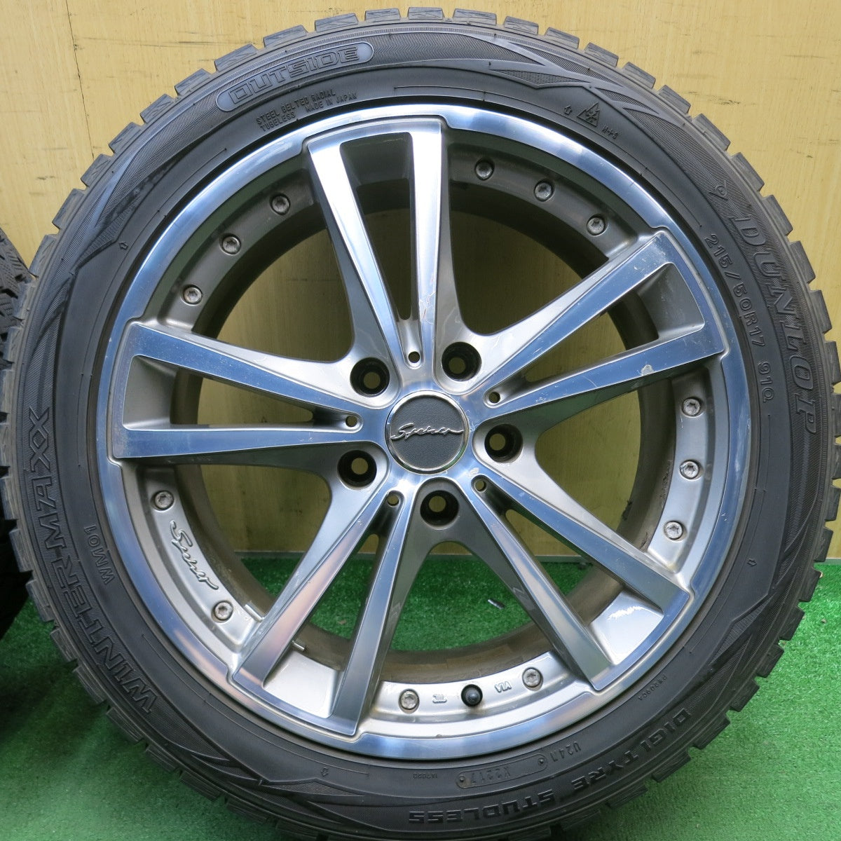 バリ溝！8.5分◎スタッドレス 215/50R17 ダンロップ ウインターマックス WM01 STEINER シュタイナー 17インチ PCD114.3/5H◎6071206HAス