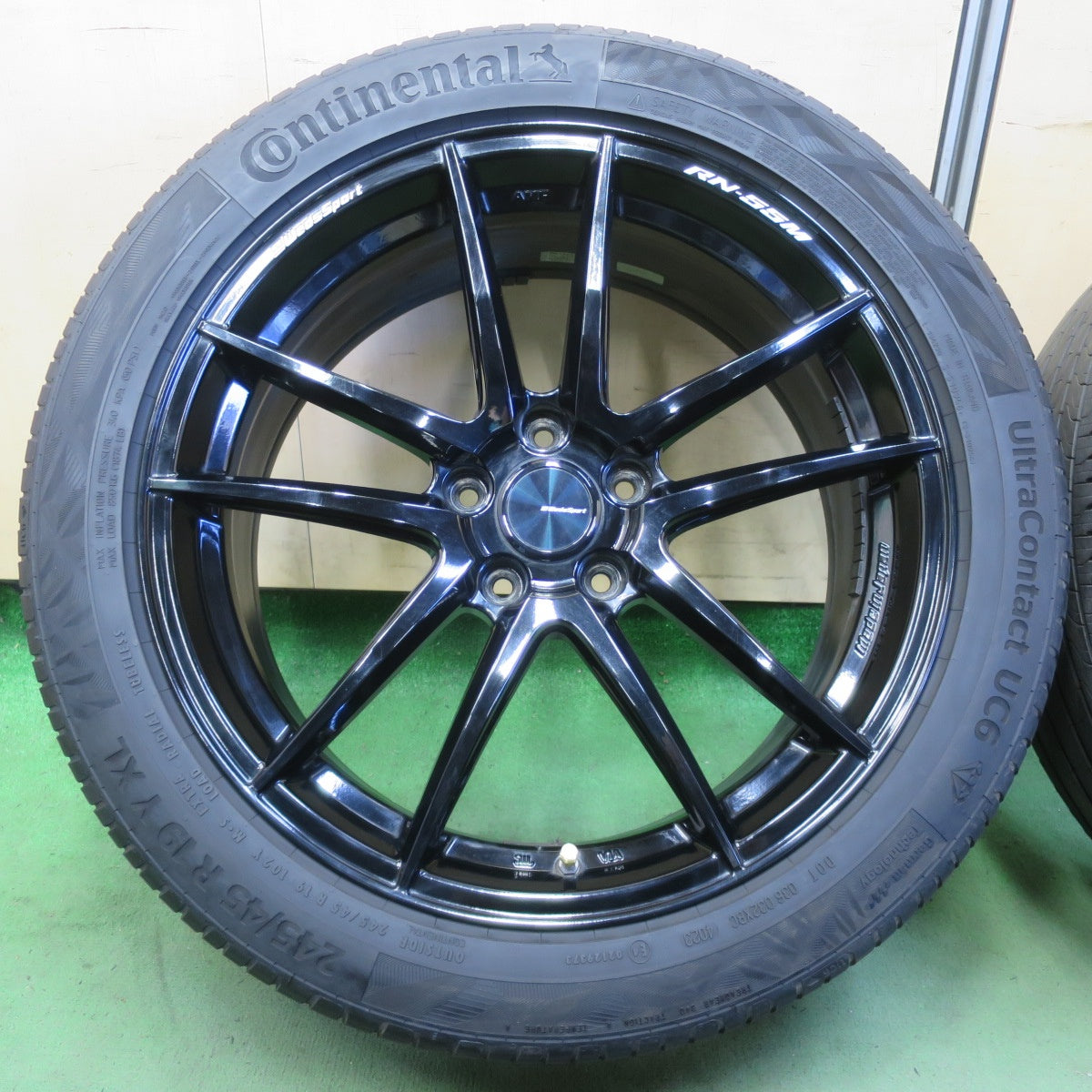 バリ溝！23年！キレイ！9.5分★WedsSport RN-55M 245/45R19 コンチネンタル ウルトラコンタクト UC6 ウェッズスポーツ 19インチ PCD114.3/5H★6061003イノ