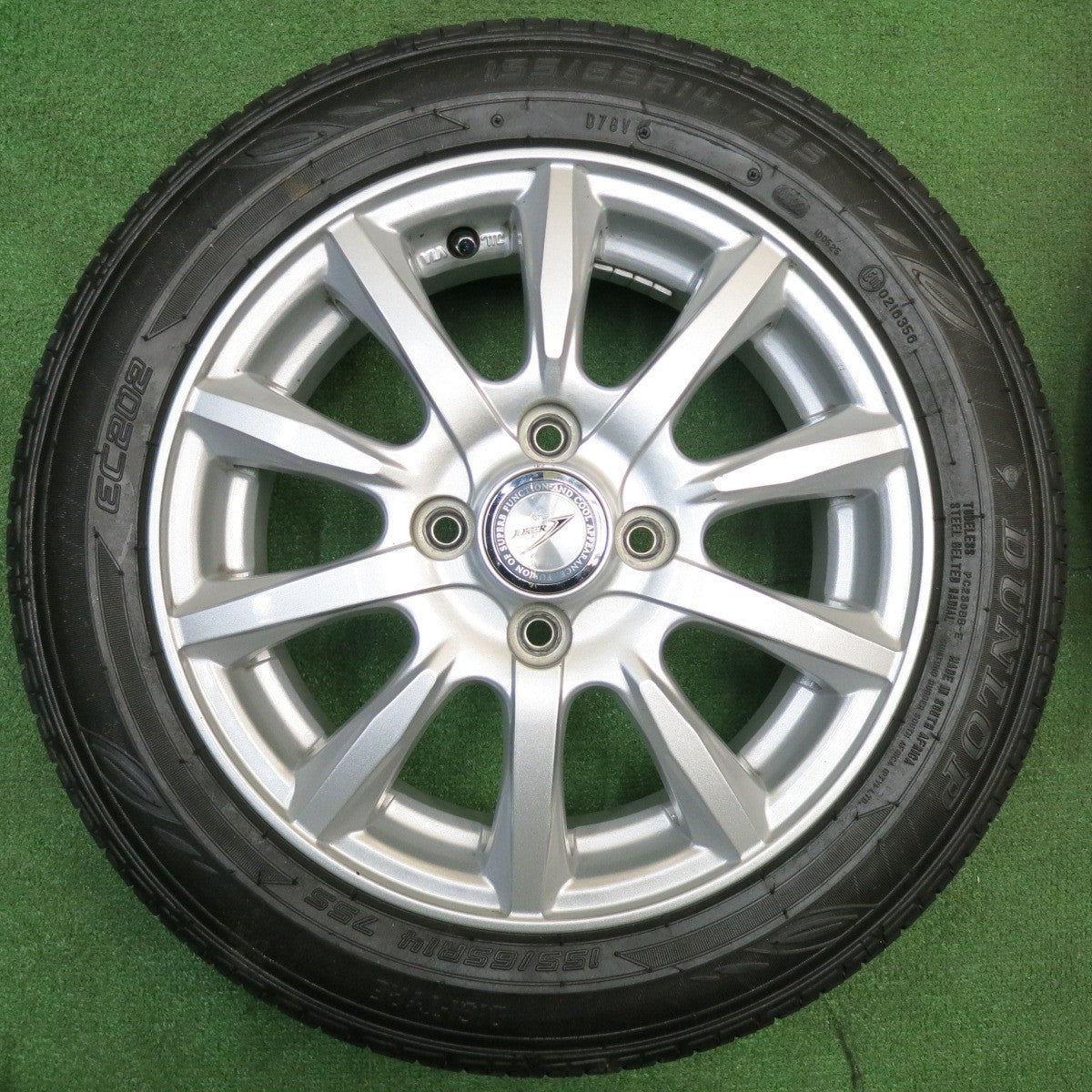 [送料無料] バリ溝！22年！9分★155/65R14 ダンロップ EC202 JOKER ジョーカー 14インチ PCD100/4H★5030701NJノ