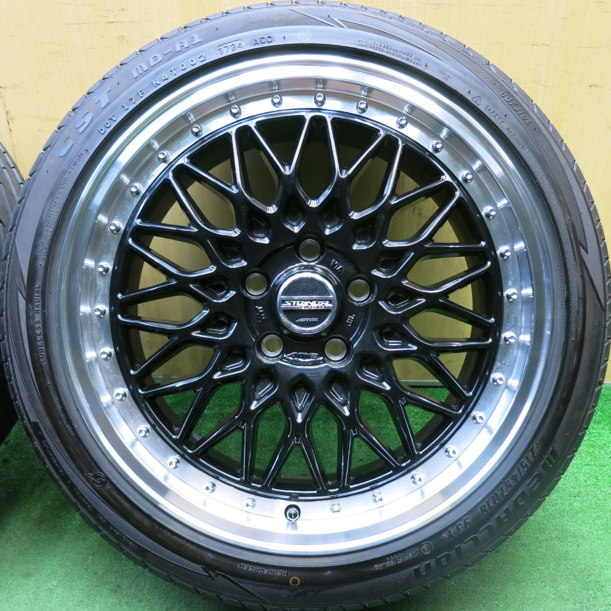 バリ溝！24年！キレイ！ほぼ10分★STEINER FTX AME 215/45R18 メダリオン CST MD-A1 シュタイナー 18インチ PCD114.3/5H★5070510HAノ