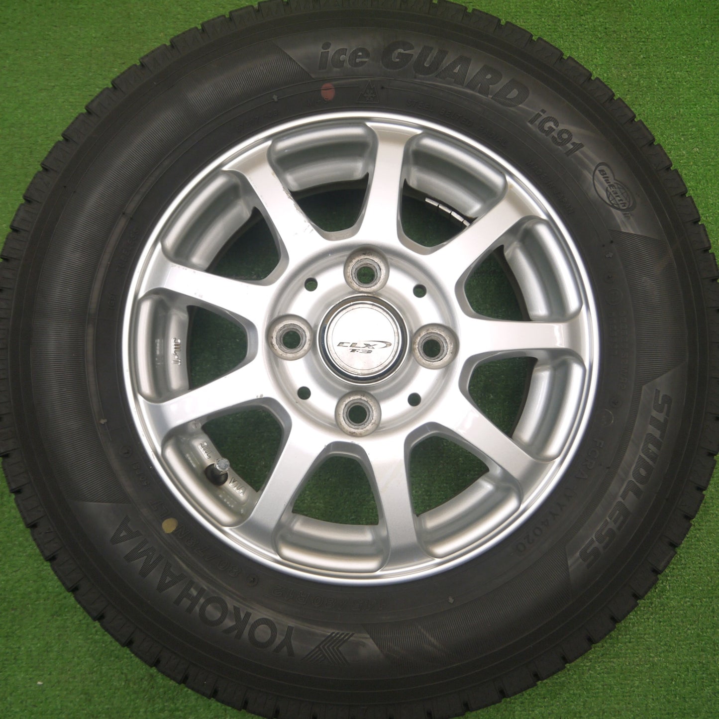 [送料無料] バリ溝！20年！キレイ！8.5分★スタッドレス 145/80R12 80/78N ヨコハマ アイスガード iG91 CLX T-3 12インチ PCD100/4H★4111104Hス