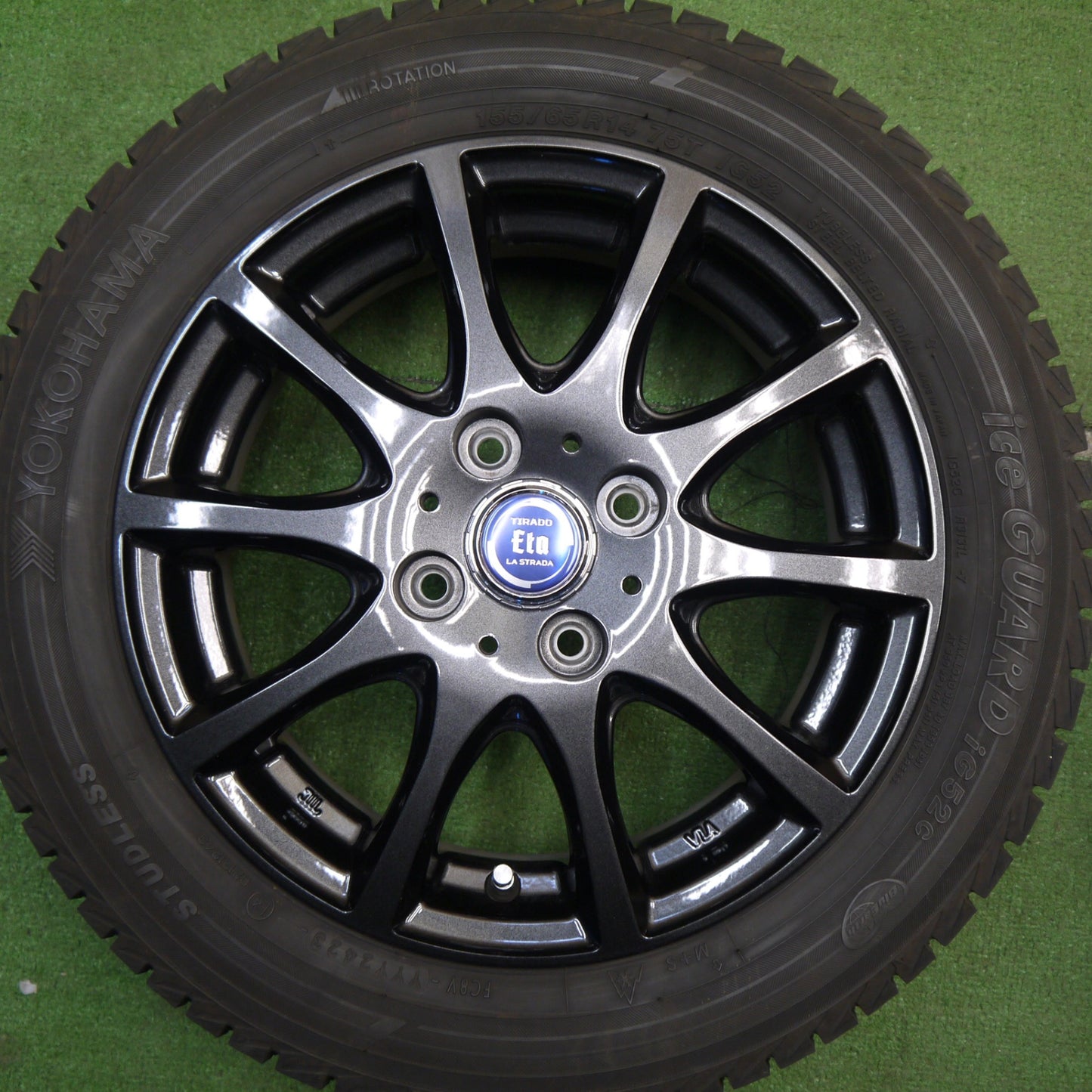 バリ溝！23年！キレイ！9分★スタッドレス 155/65R14 ヨコハマ アイスガード iG52C TIRADO Eta LA STRADA ティラード ラストラーダ 14インチ PCD100/4H★5042802Hス