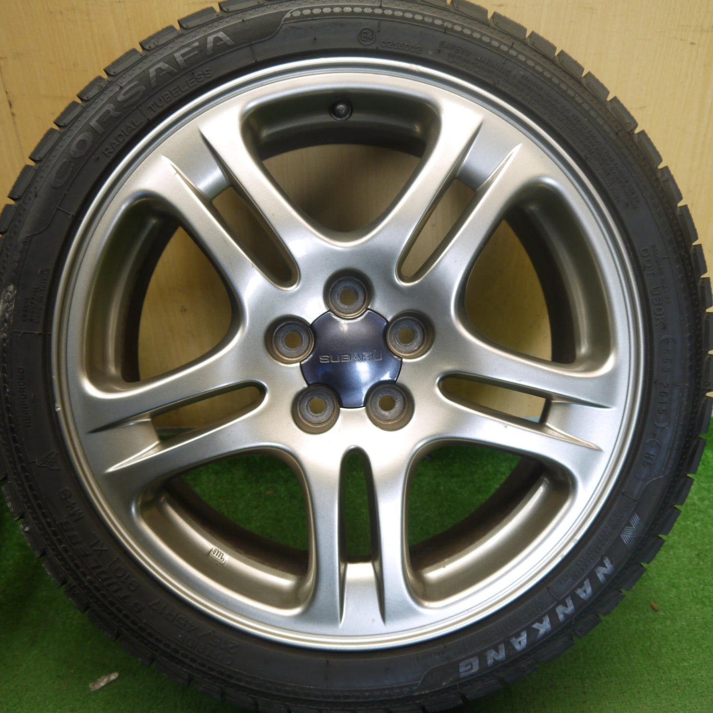 バリ溝！9分◎スバル レガシィ 純正 215/45R17 スタッドレス ナンカン CORSAFA 17インチ PCD100/5H◎6070802Hス