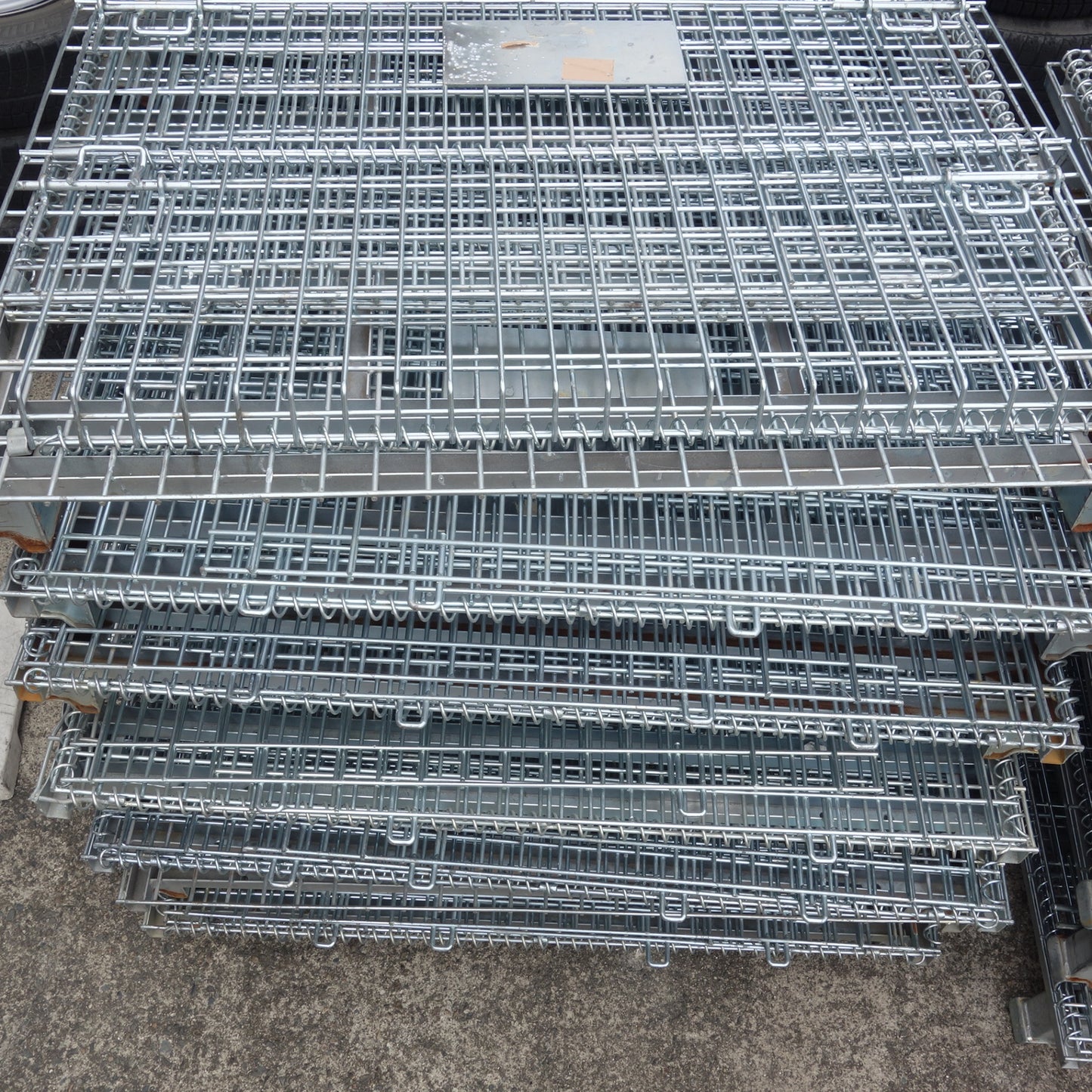 【岐阜発 直接引取限定】3枚まとめ売り☆メッシュ パレット 1200×1000×800 網かご 鉄かご 折り畳み コンテナ パレティーナ☆
