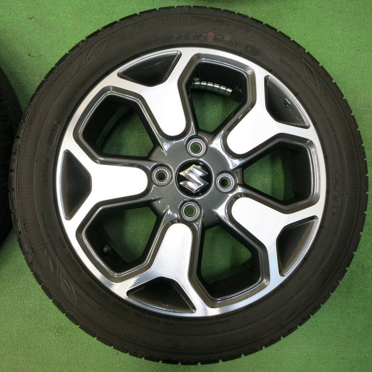 *送料無料* バリ溝！23年！キレイ！ほぼ10分★スズキ ハスラー 純正 165/60R15 ダンロップ エナセーブ EC300+ 15インチ PCD100/4H★4050311イノ