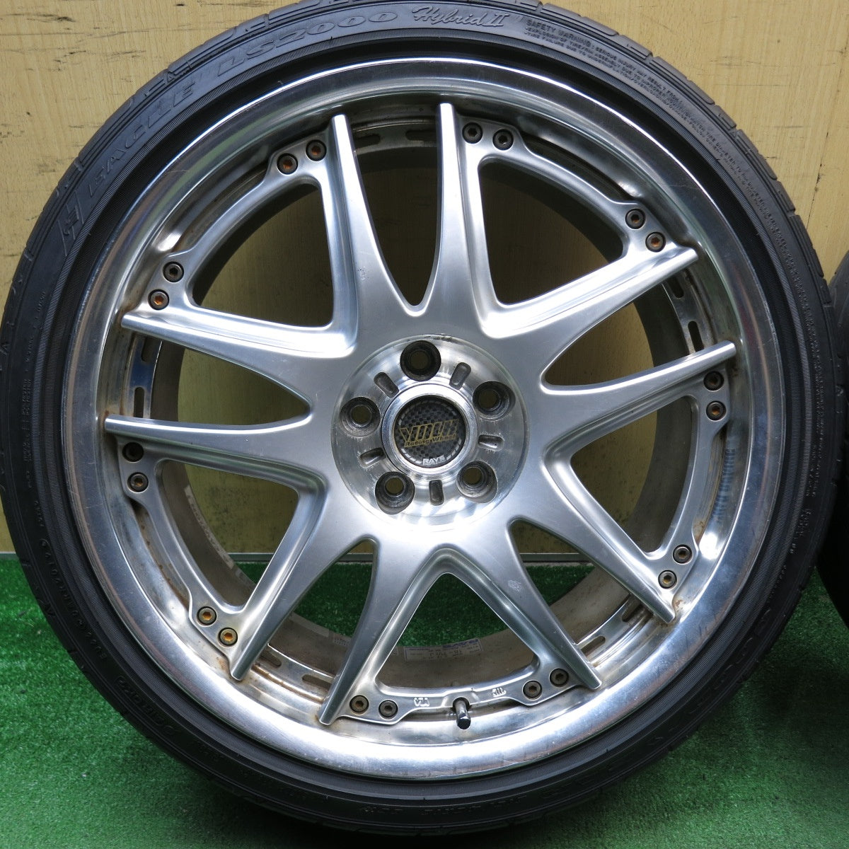バリ溝！22年！9.5分◎プリウス 等 RAYS VOLK RACING GT-V 215/40R18 グッドイヤー イーグル LS2000 レイズ ボルク レーシング 18インチ PCD100/5H◎6080402AKノ