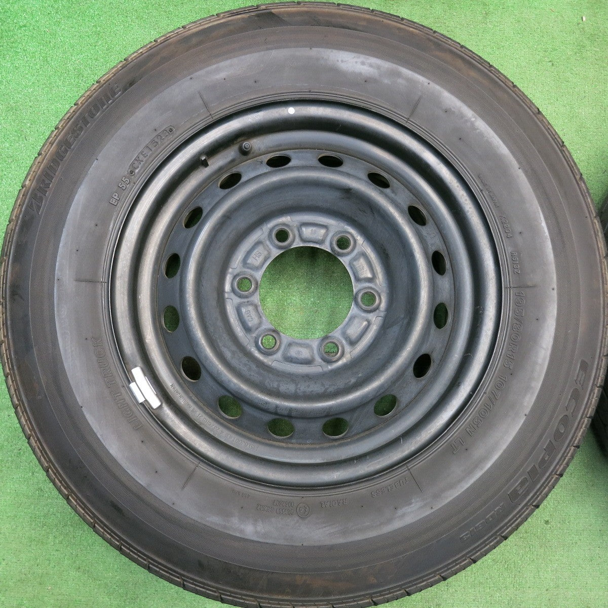 バリ溝！23年！9.5分◎トヨタ ハイエース 純正 スチール 195/80R15 107/105N ブリヂストン エコピア RD613 15インチ PCD139.7/6H◎6062505HAノ