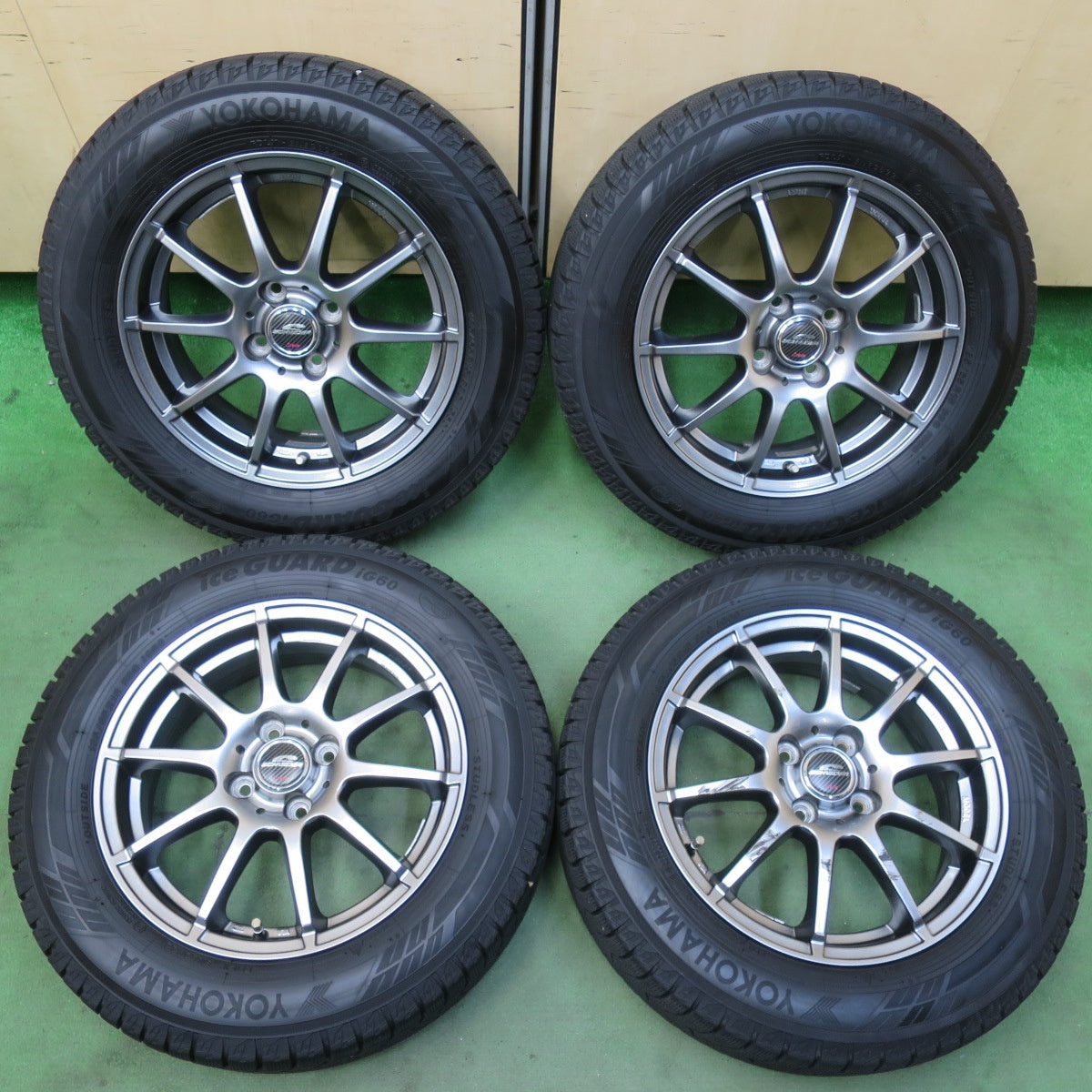 バリ溝！22年！キレイ！9分★スタッドレス 185/65R15 ヨコハマ アイスガード iG60 SCHNEIDER シュナイダー 15インチ PCD100/4H★5103103イス