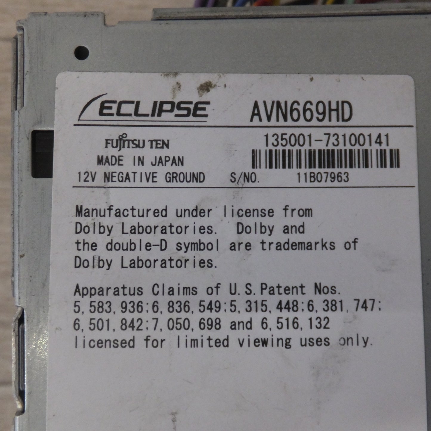 [送料無料] 現状品★富士通テン イクリプス ECLIPSE HDDナビゲーション AVN669HD[16]★