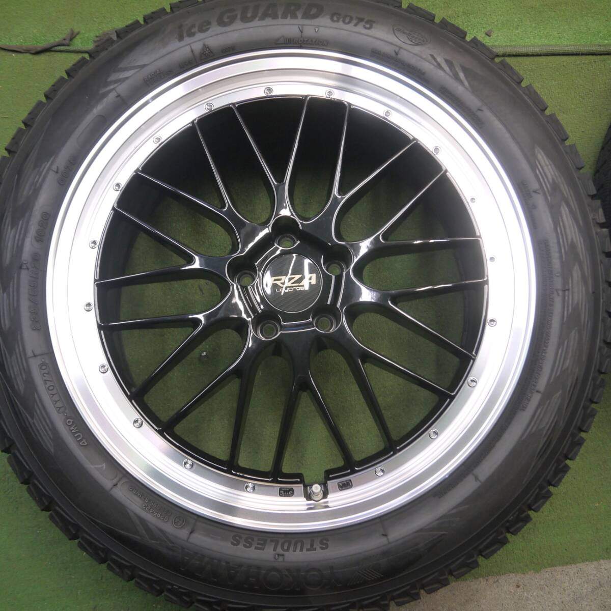 センサー付 バリ溝 20年 綺麗 9.5分★レクサス等 RZA Leycross 235/55R20 スタッドレス ヨコハマ G075 PCD114.3/5H★4021615Hス