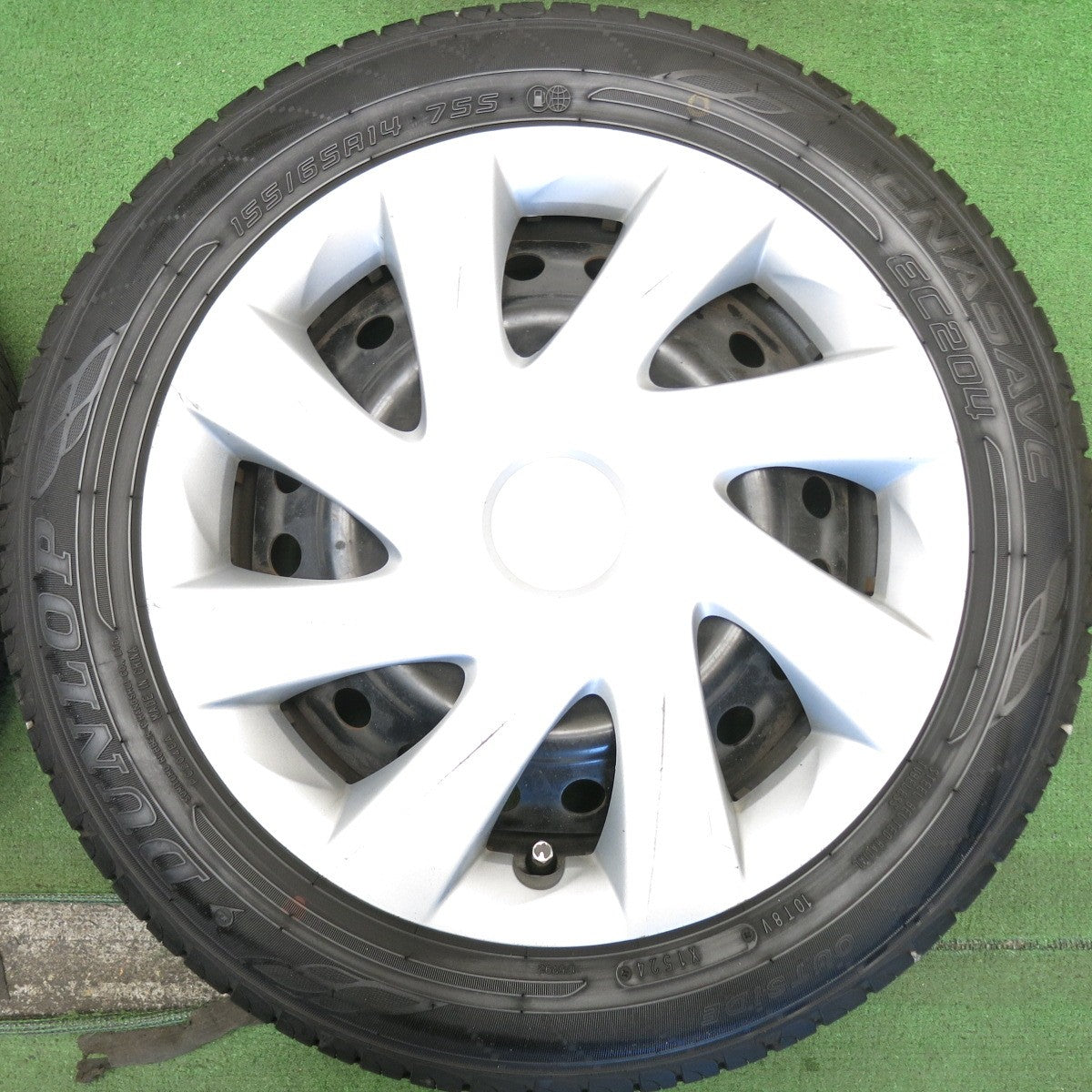 バリ溝！24年！8.5分◎ダイハツ タント ムーヴ 純正 スチール 155/65R14 ダンロップ エナセーブ EC204 14インチ PCD100/4H◎6081410HAノ