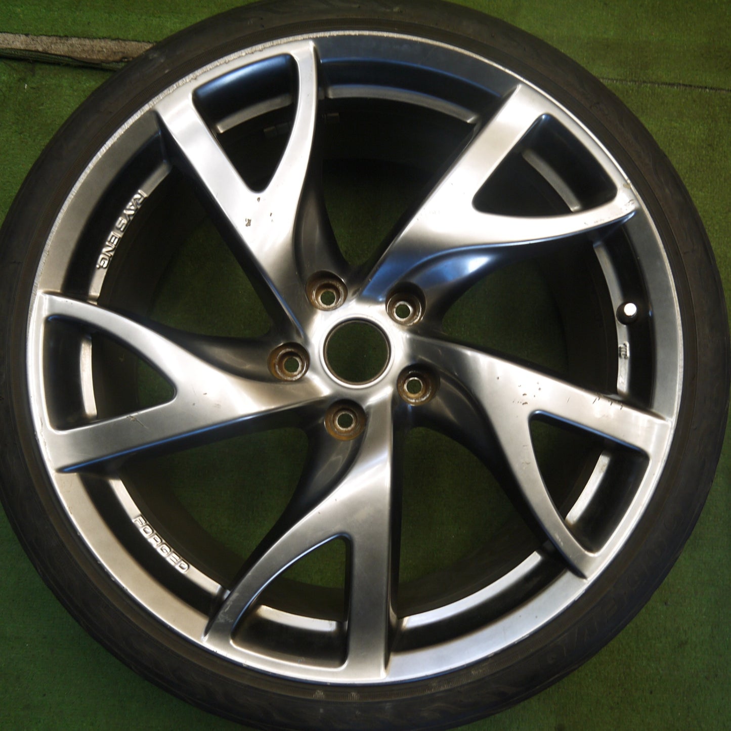 バリ溝！23年！8.5分◎日産 フェアレディZ Z34 純正 RAYS 225/35R19 245/35R19 ファイナリスト 595 EVO ハンコック ベンタス V12 evo2 レイズ 19インチ PCD114.3/5H◎6061207Hノ