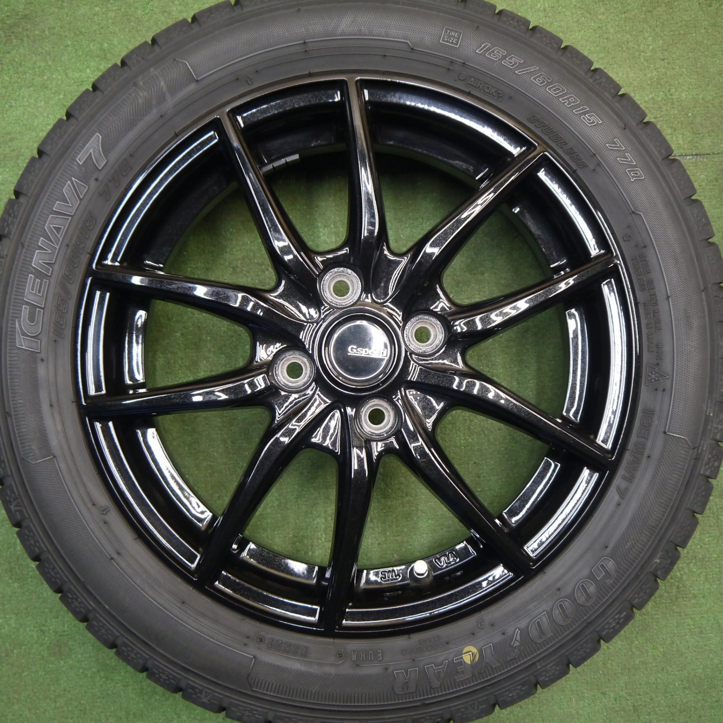 バリ溝！キレイ！8.5分★スタッドレス 165/60R15 グッドイヤー アイスナビ7 G.speed Gスピード 15インチ ハスラー ソリオ 等 PCD100/4H★6032512Hス