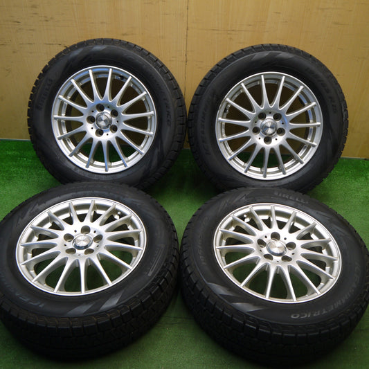 バリ溝！キレイ！9.5分以上★プリウス 等 195/65R15 スタッドレス ピレリ アイスアシンメトリコ CYBER 社外 アルミ 15インチ PCD100/5H★6021308Hス
