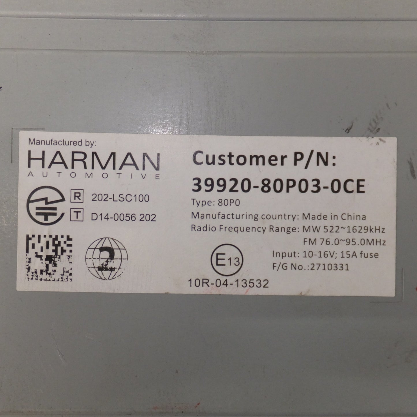 [送料無料] ジャンク★HARMAN製 スズキ 純正 メモリーナビゲーション 80P0 39920-80P03-0CE[15]★