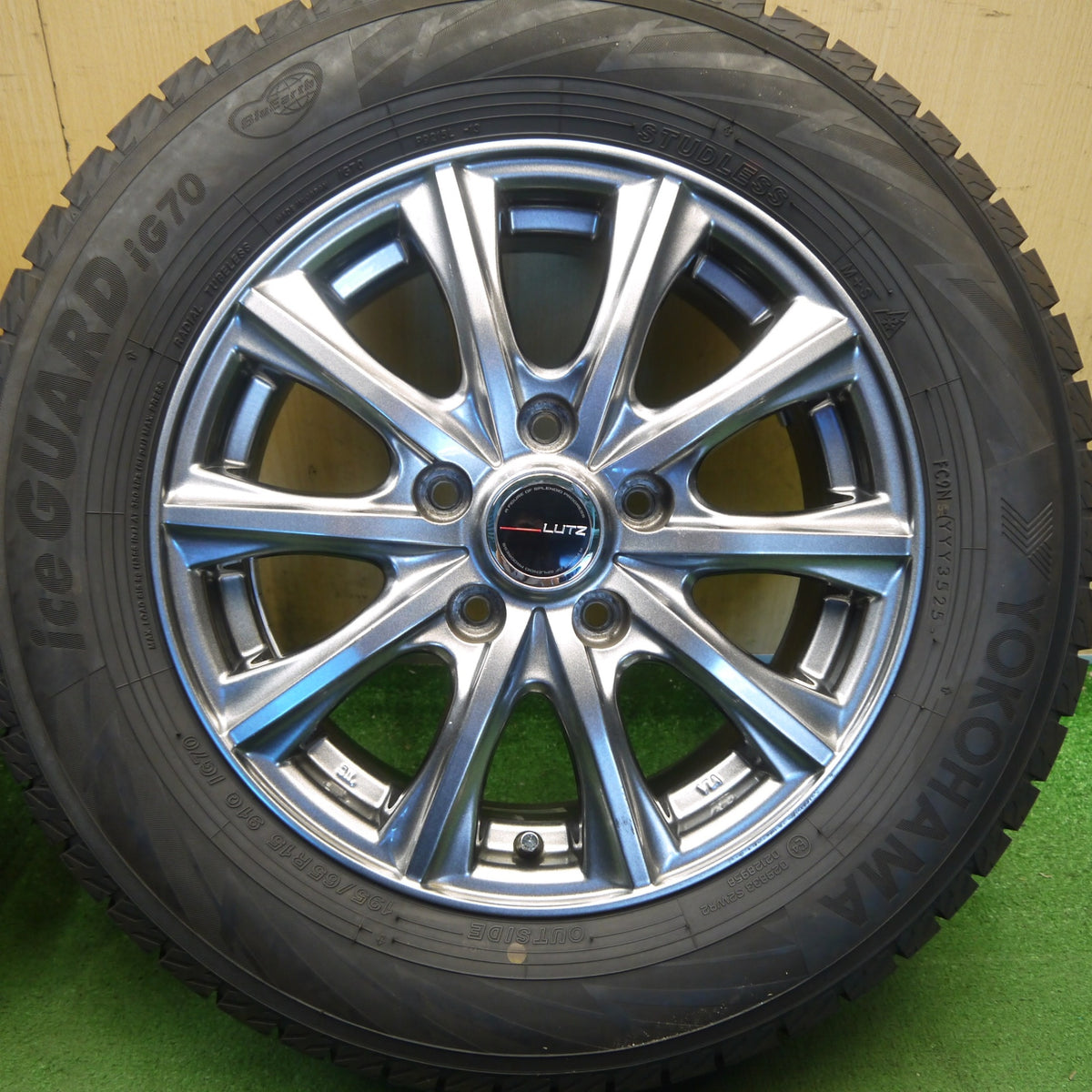 バリ溝！25年！ほぼ10分◎スタッドレス 195/65R15 ヨコハマ アイスガード iG70 LUTZ 社外 アルミ 15インチ PCD114.3/5H◎6100205Hス