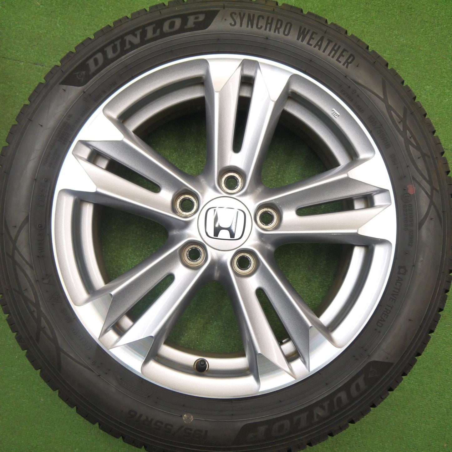 バリ溝！24年！9分★ホンダ CR-Z 純正 195/55R16 ダンロップ SYNCHRO WEATHER オールシーズン CRZ 16インチ PCD114.3/5H★5120108Hス