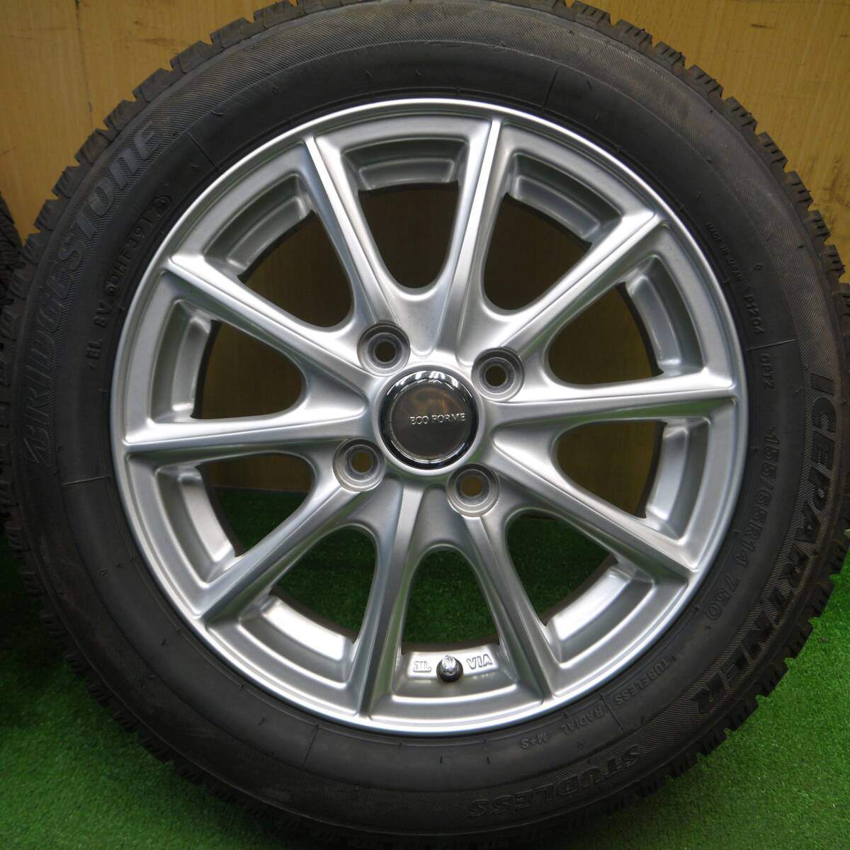 バリ溝！キレイ！8.5分★スタッドレス 155/65R14 ブリヂストン アイスパートナー ECO FORME エコフォルム 14インチ PCD100/4H★5011704Hス
